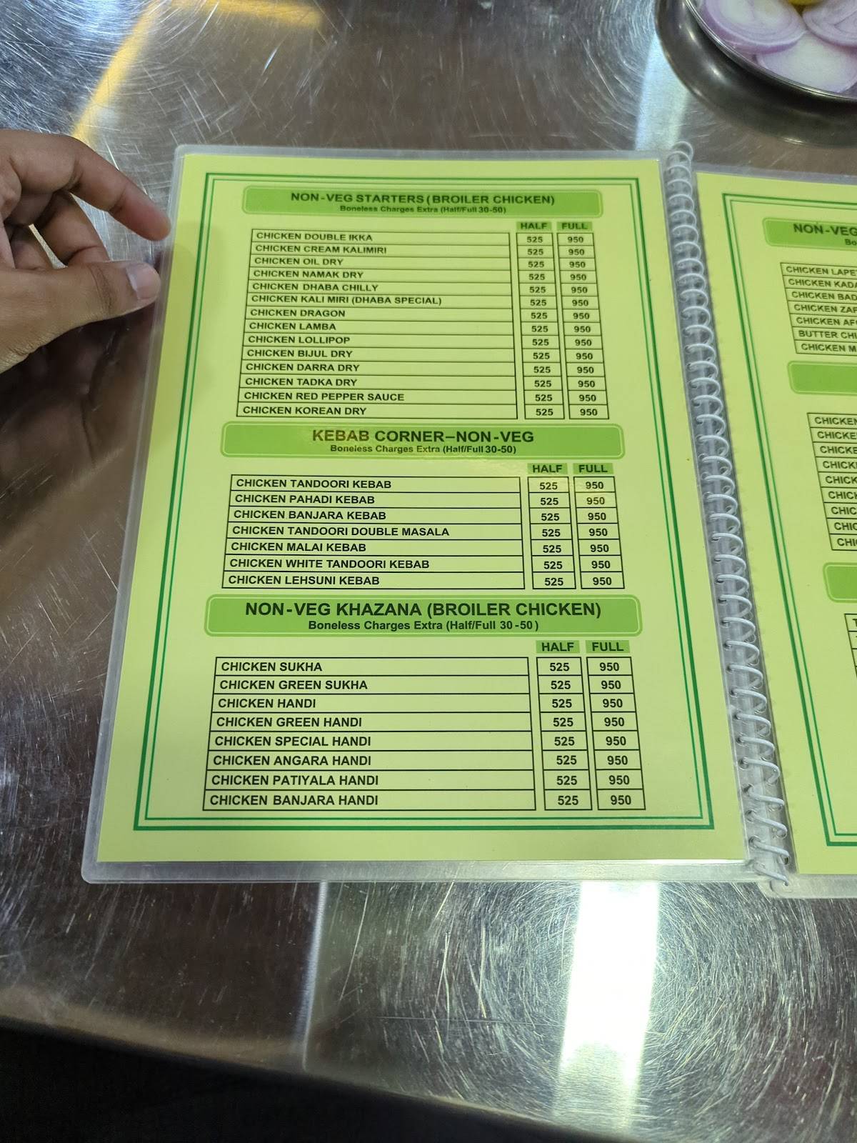 Sidhu Da Dhaba menu