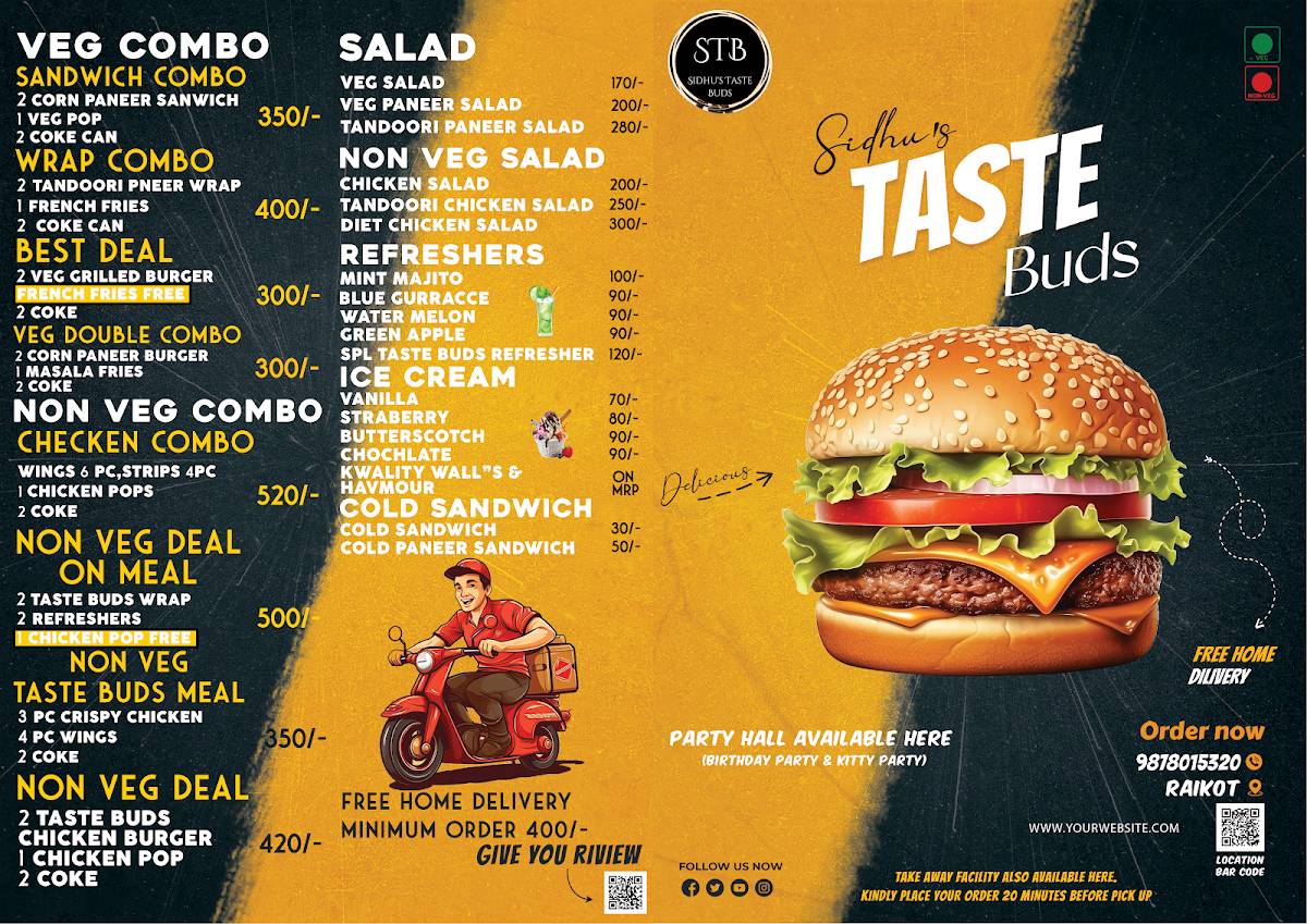 Sidhu's Taste Buds menu