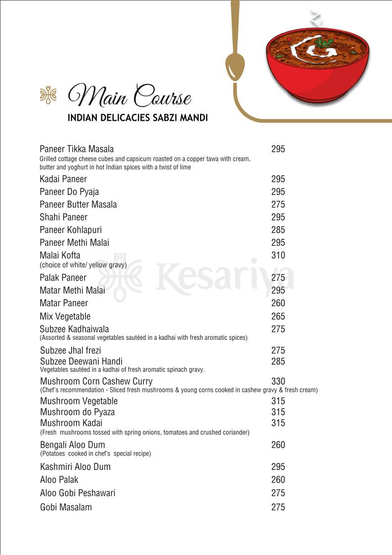 Kesariya - PURE VEG RESTAURANT menu