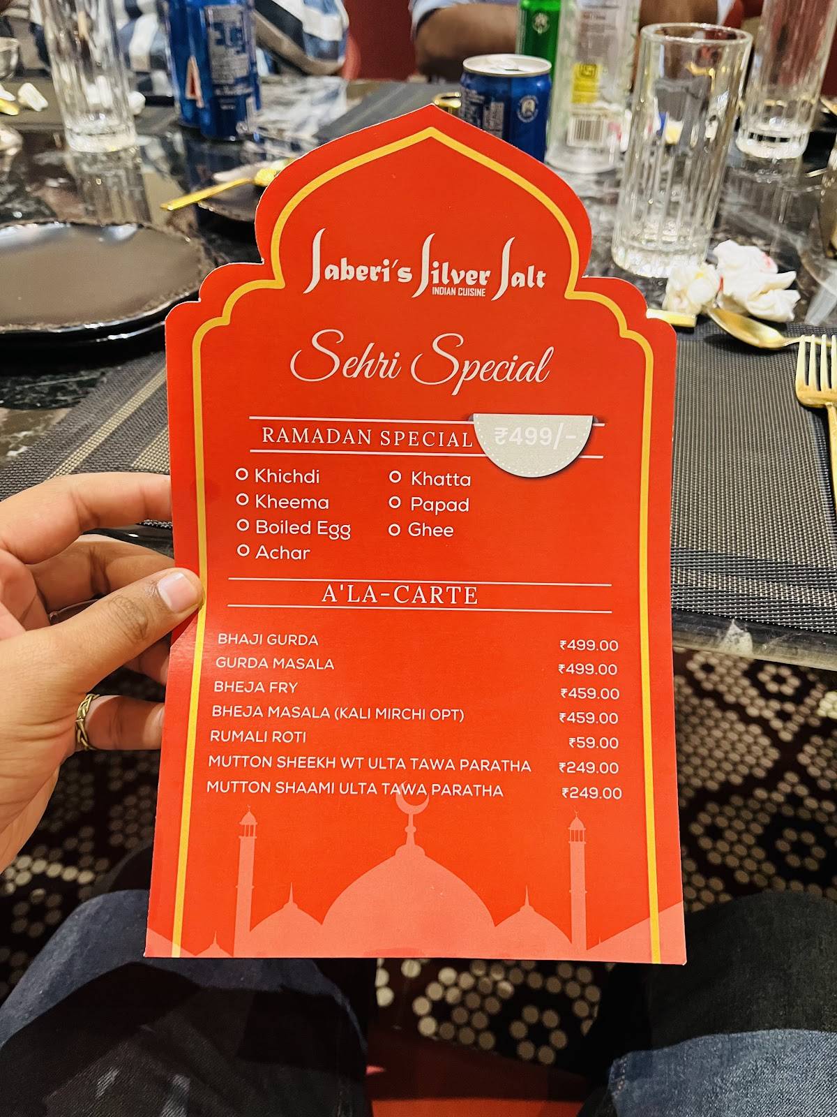 Saberi's Silver Salt Indian Cuisine menu