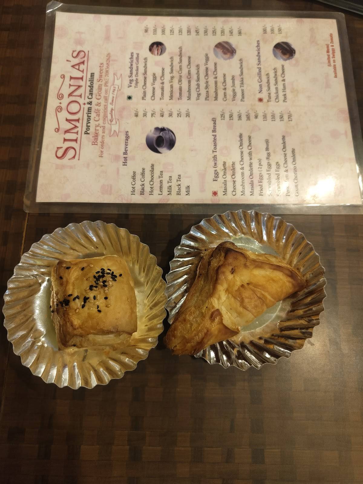 Simonia's Bakery menu