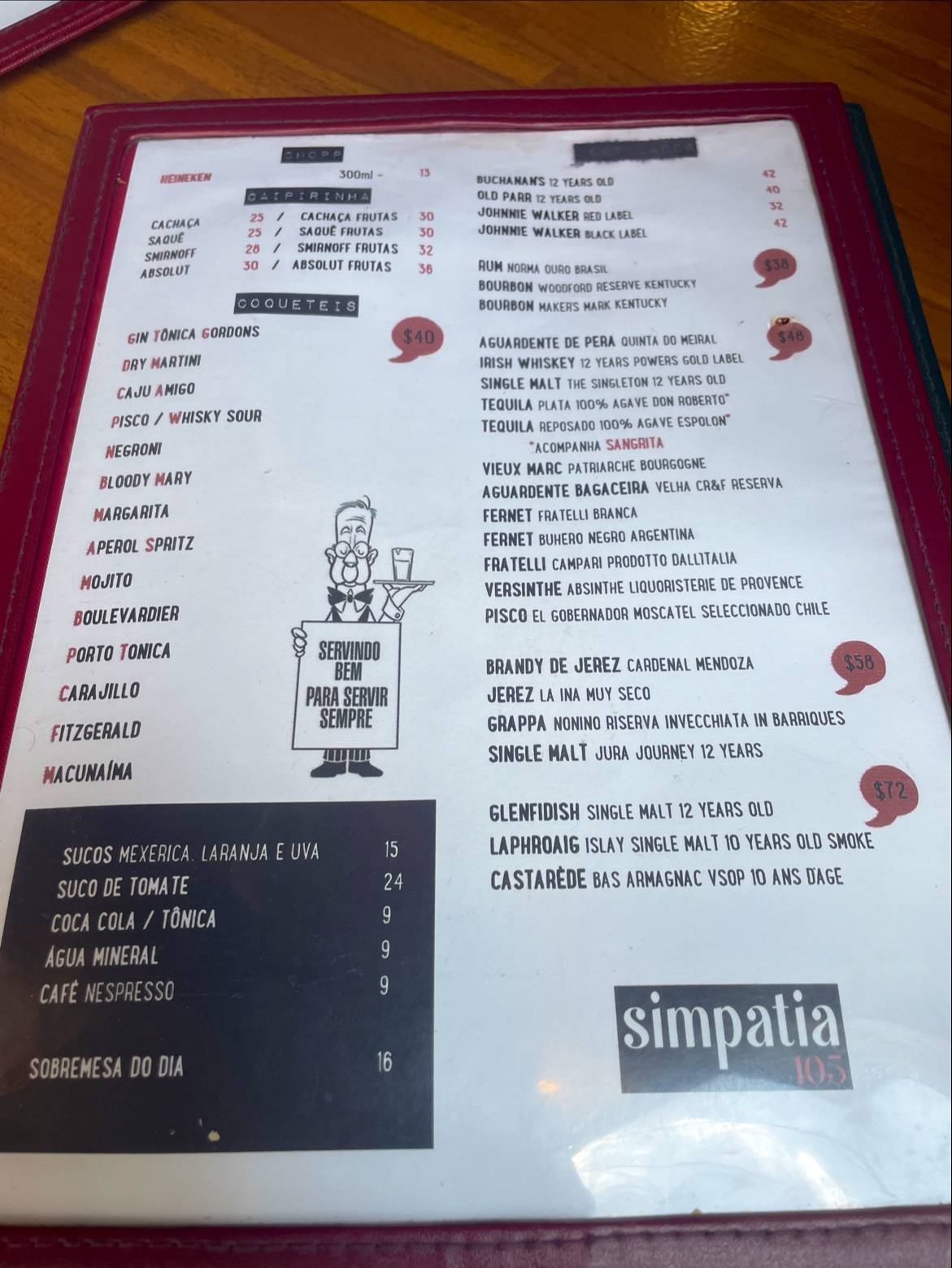 Simpatia 105 cardápio