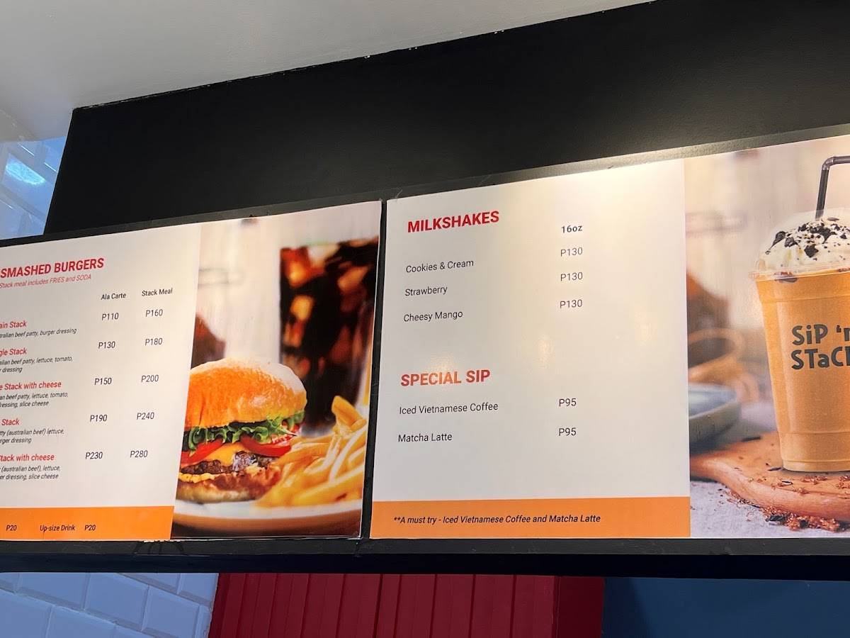 Menu at Sip 'n Stack restaurant, Tagaytay