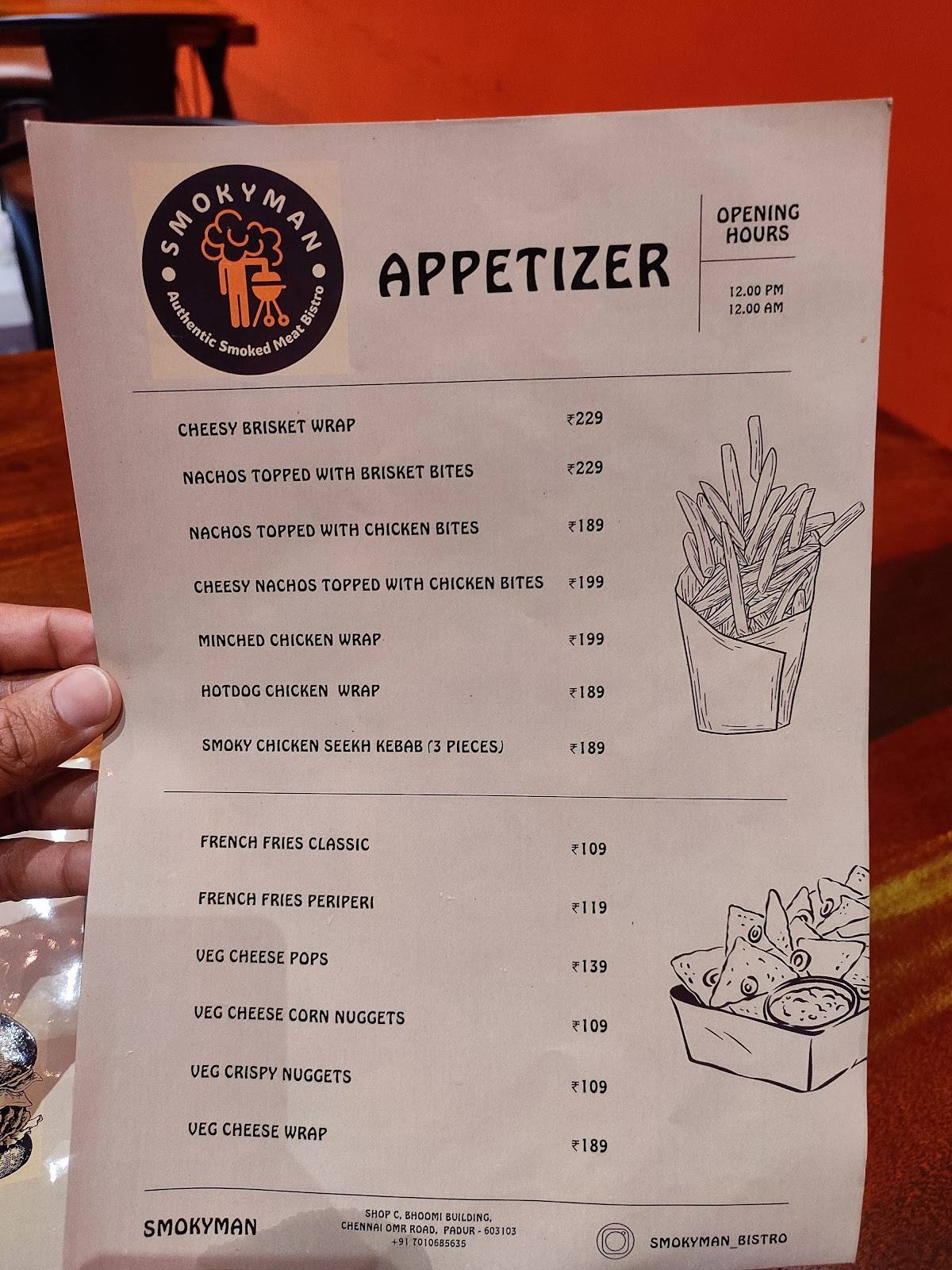 SmokyMan Bistro (American Restaurant) menu