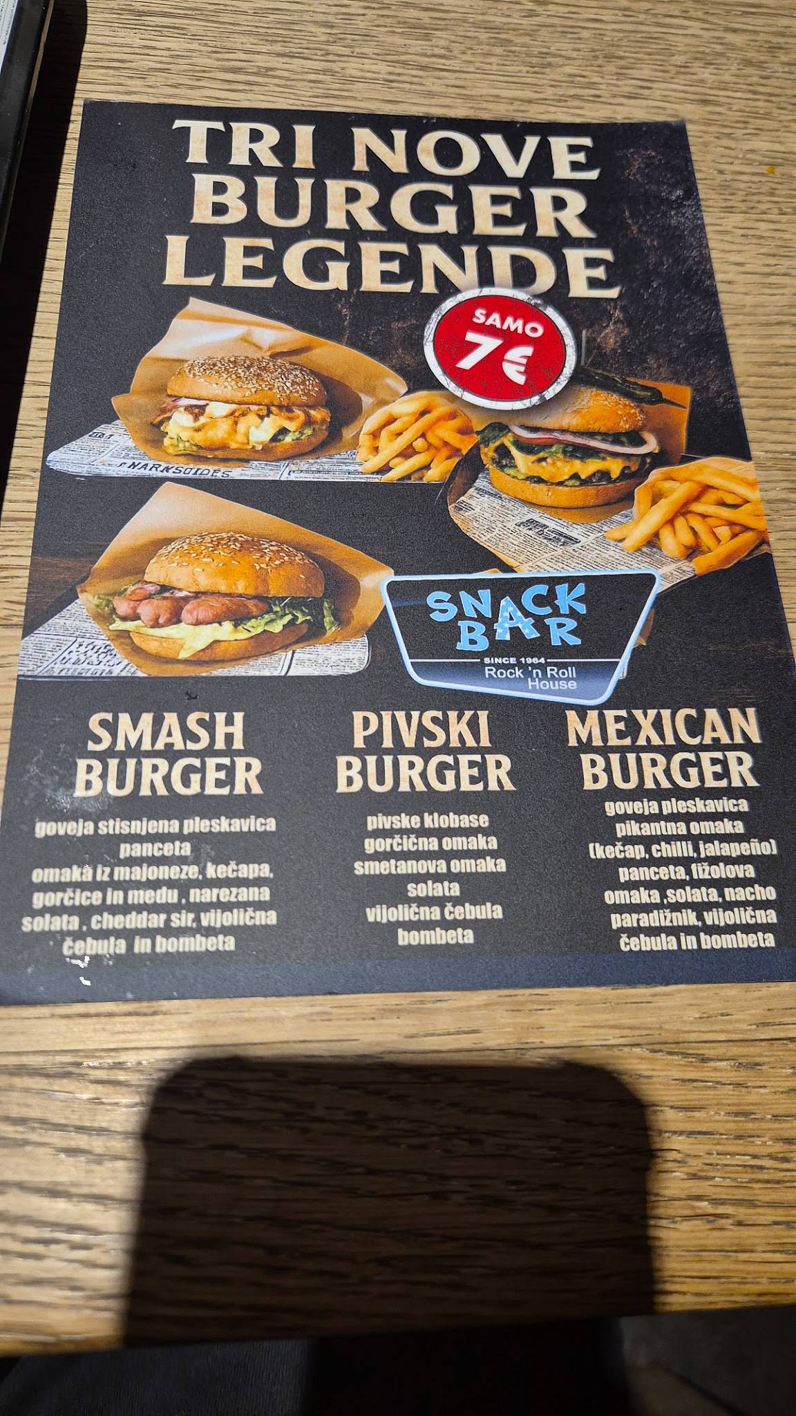 Menu di Snack Bar 1964 
