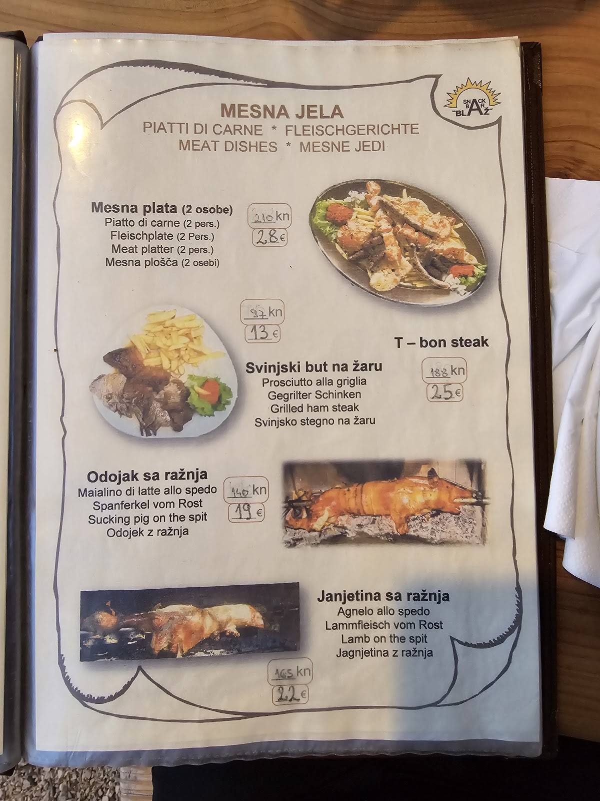 Menu di Snack Bar Blaž 