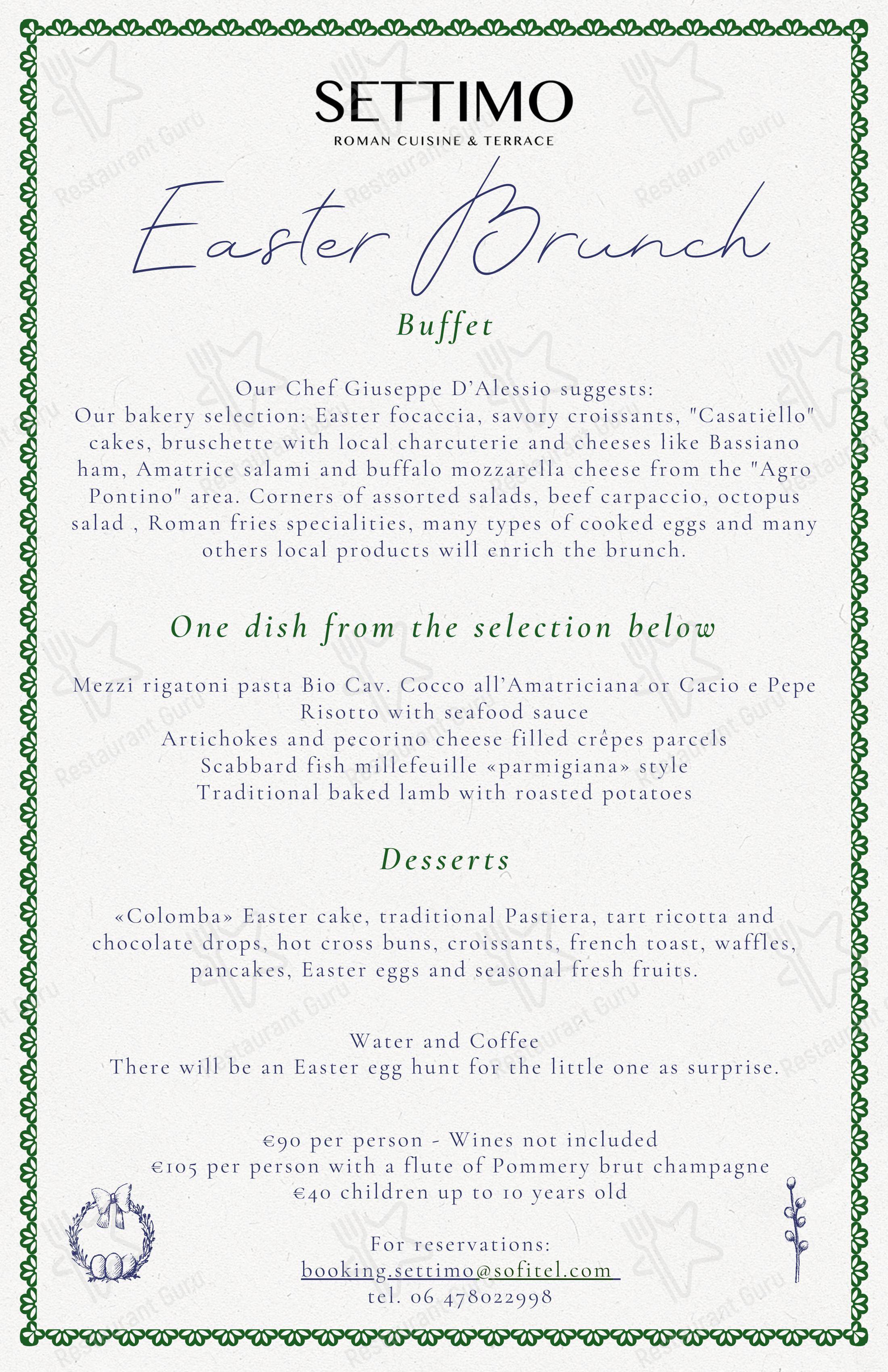 Menu di Sofitel Roma Villa Borghese - Menu