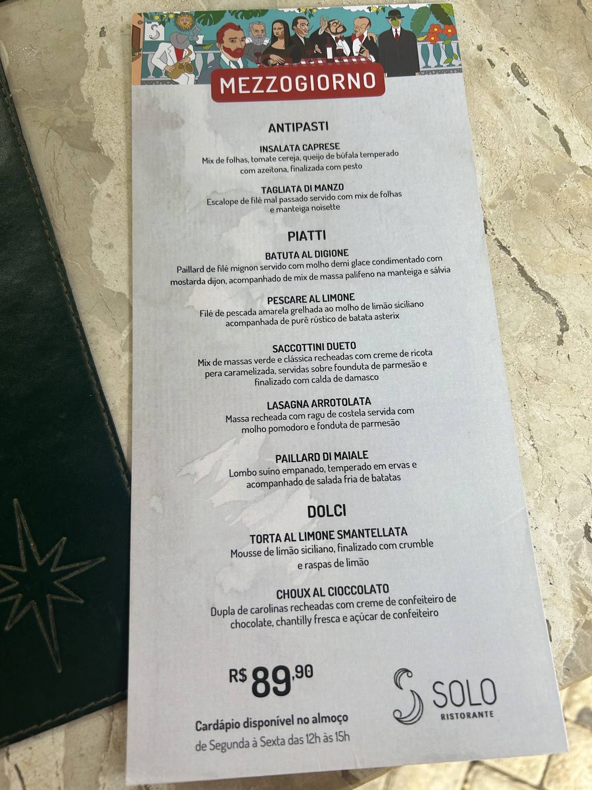 Solo Ristorante cardápio