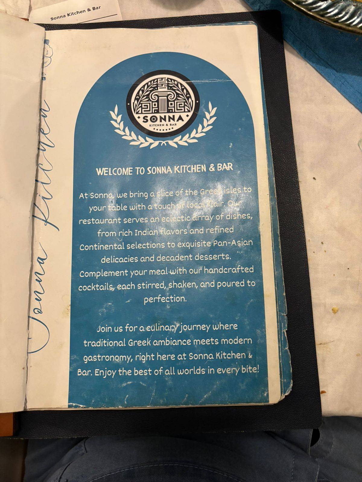 Sonna Kitchen & Bar menu