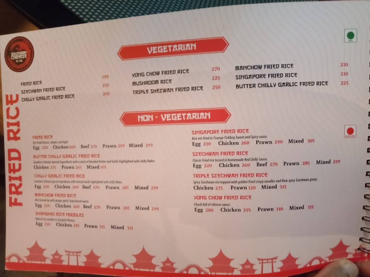 Southern Chinese Restaurant menu