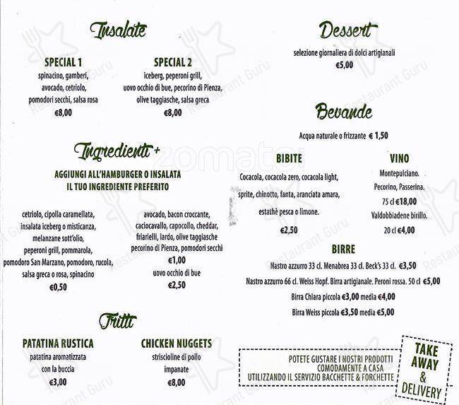 Menu di SPECIAL Hamburger & Italian Fast Food 