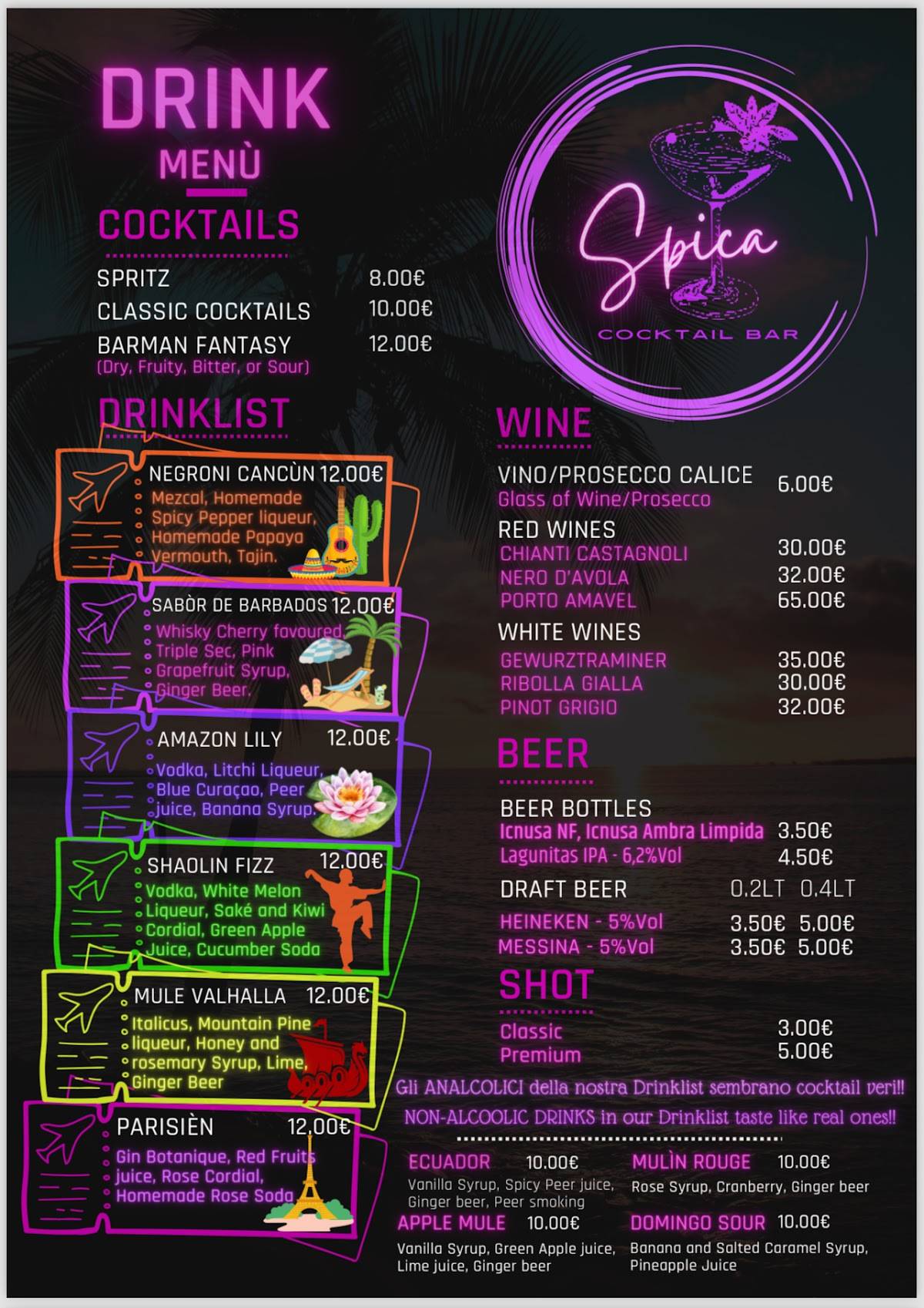Menu di Spica Cocktail Bar 