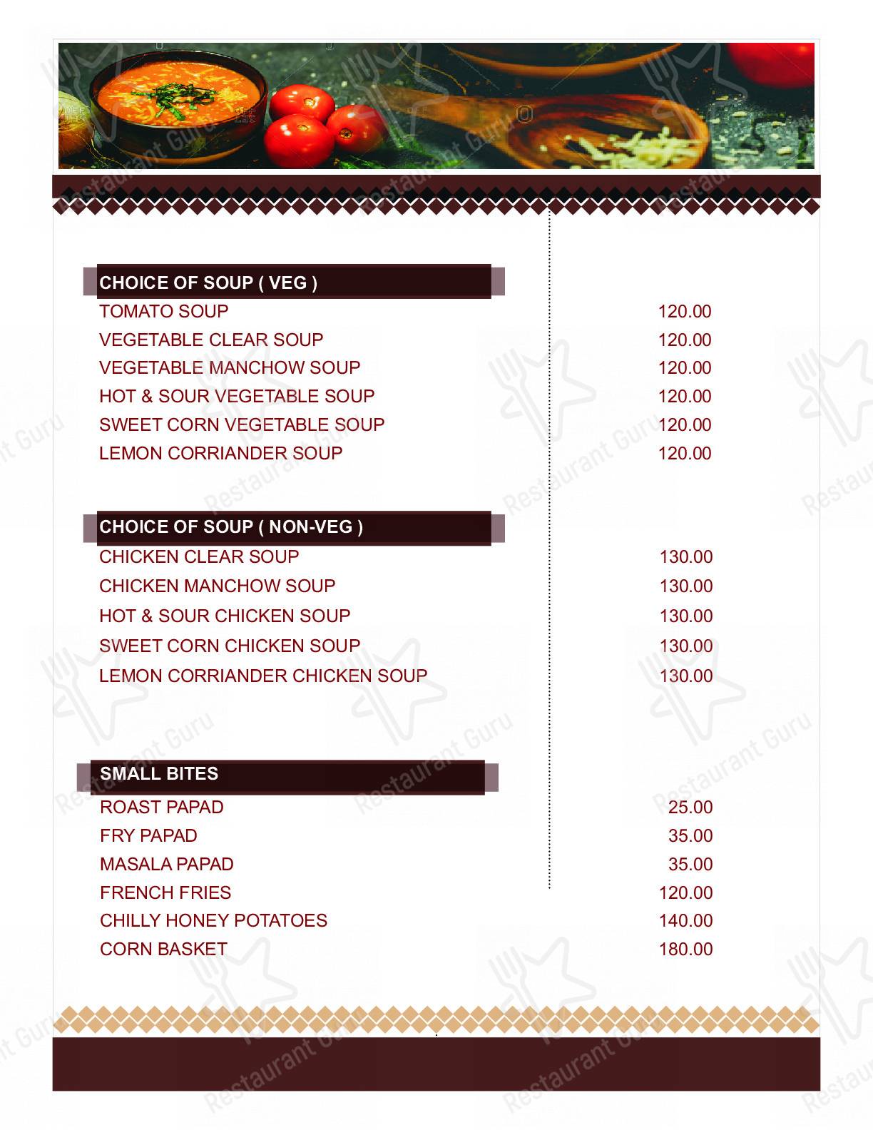 Spice Garden Gokak menu - dishes and beverages