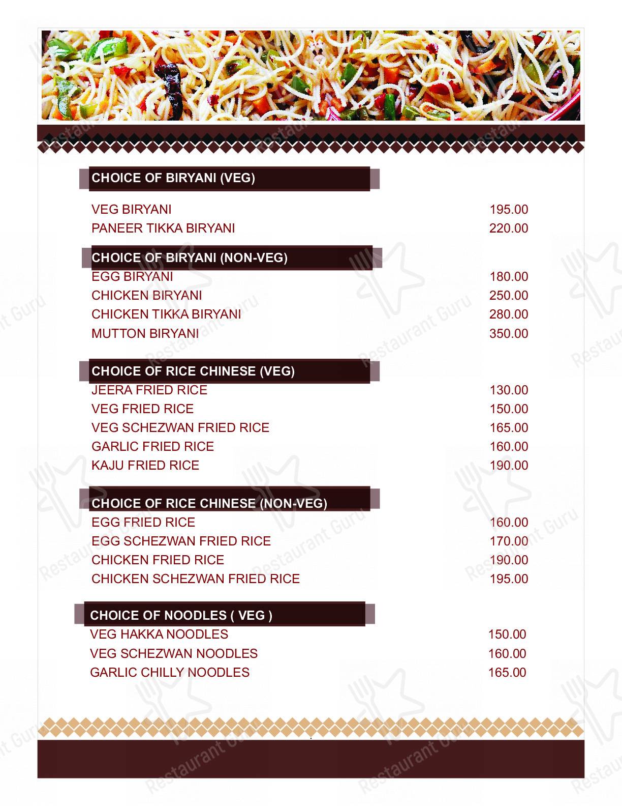 Spice Garden Gokak menu - dishes and beverages