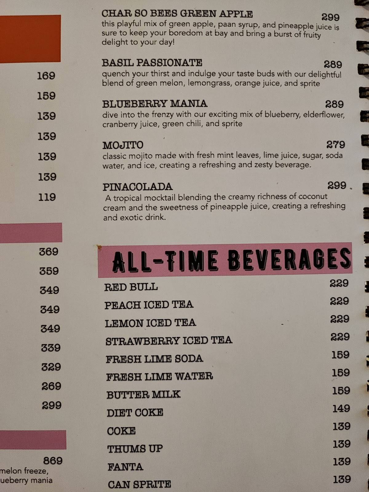 Spices and Flavours menu