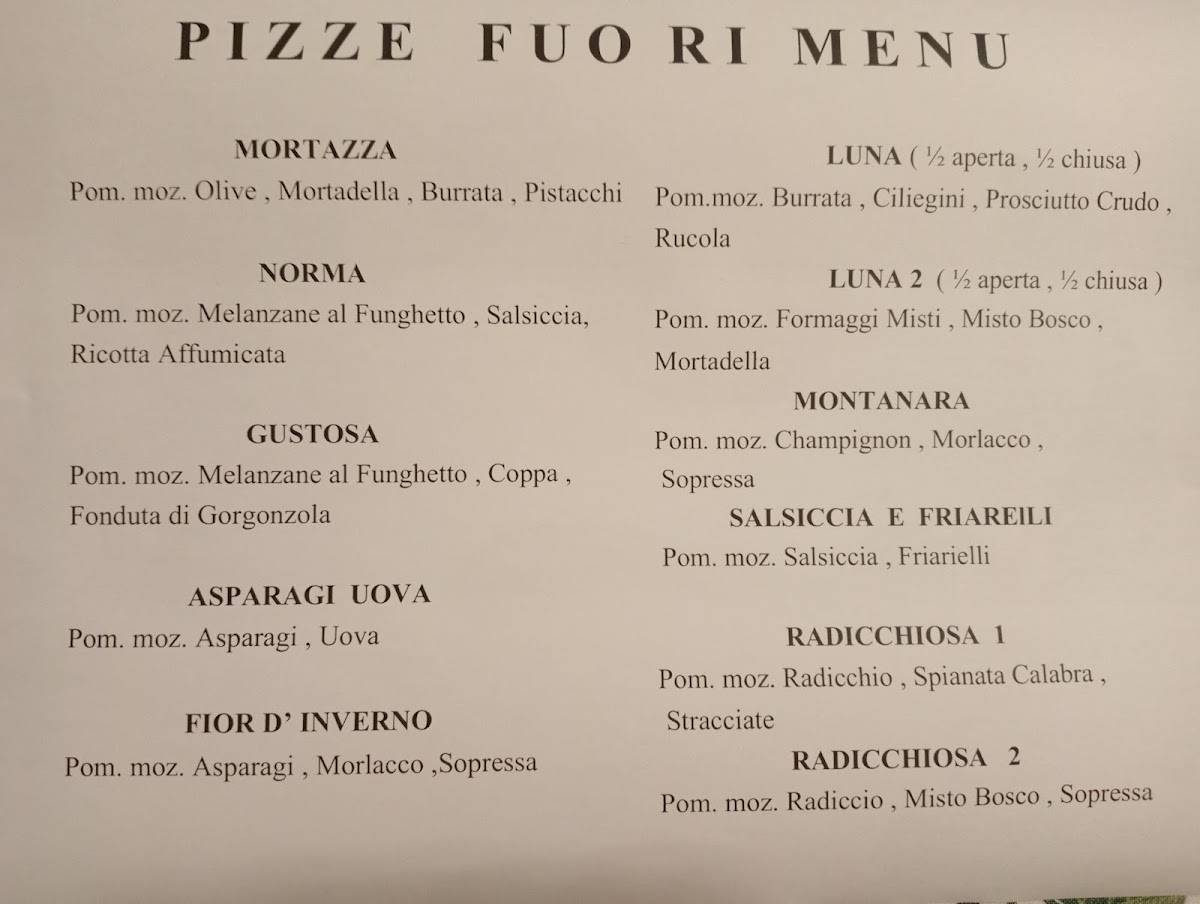 Menu di Spiga - Pizzeria da asporto 