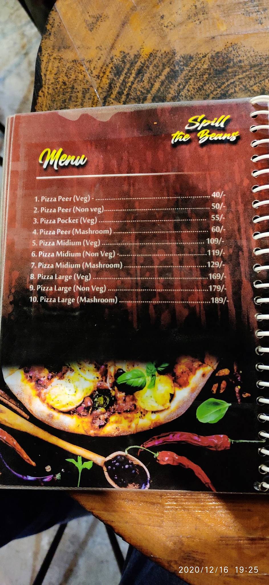 Spill the Beans menu