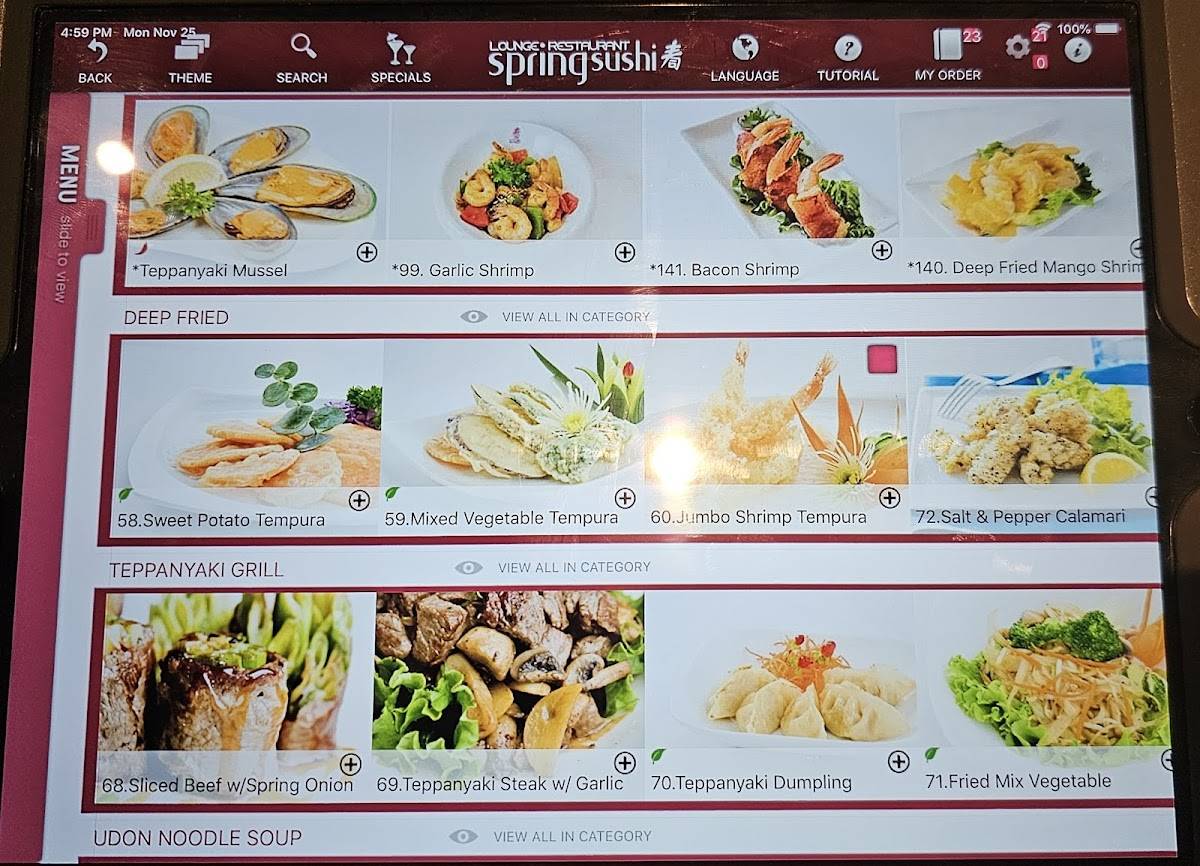 Menu de Spring Sushi Toronto (4th Floor)