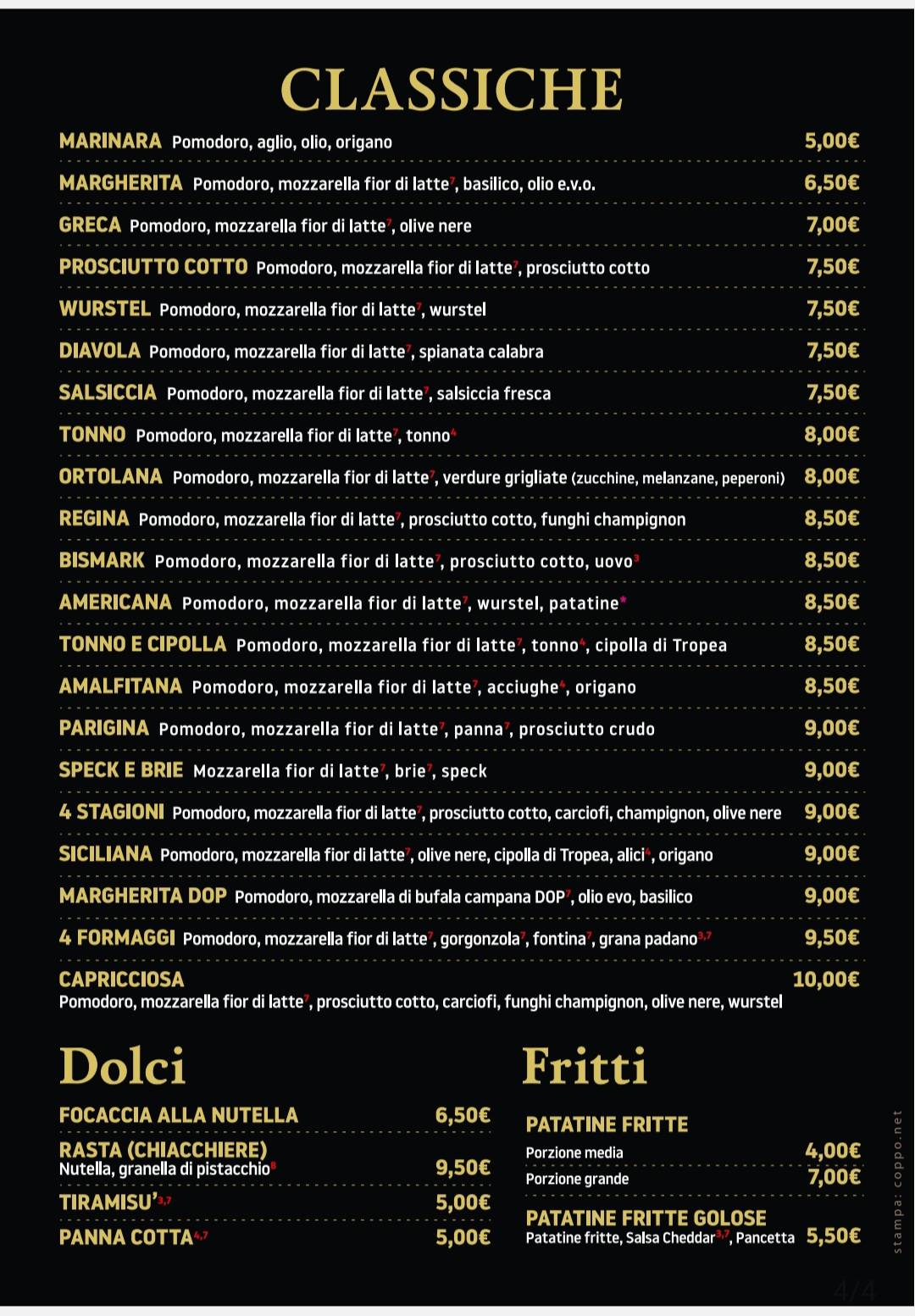 Menu di Squisipizza 