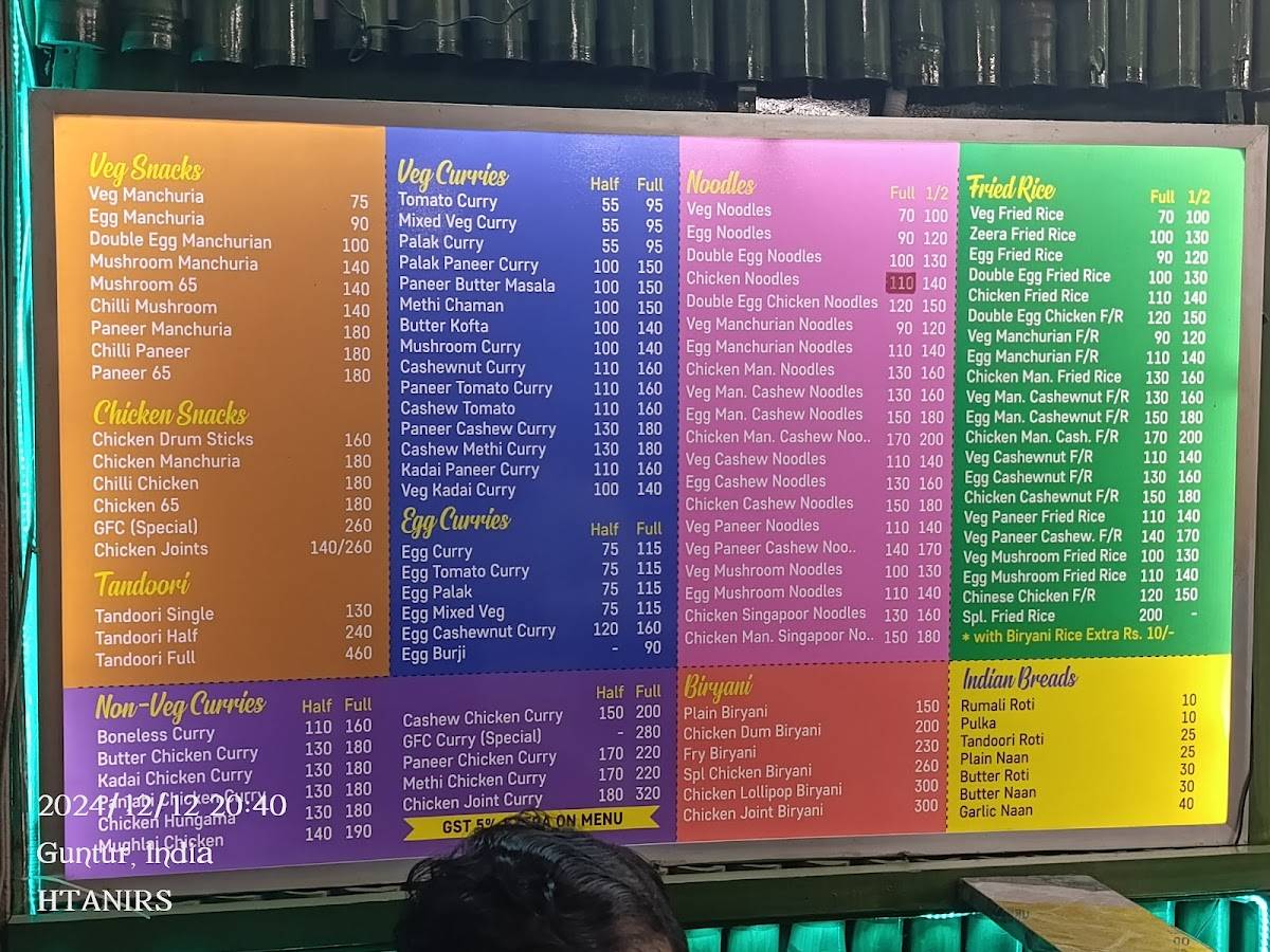 Sri Ganesh Food court menu