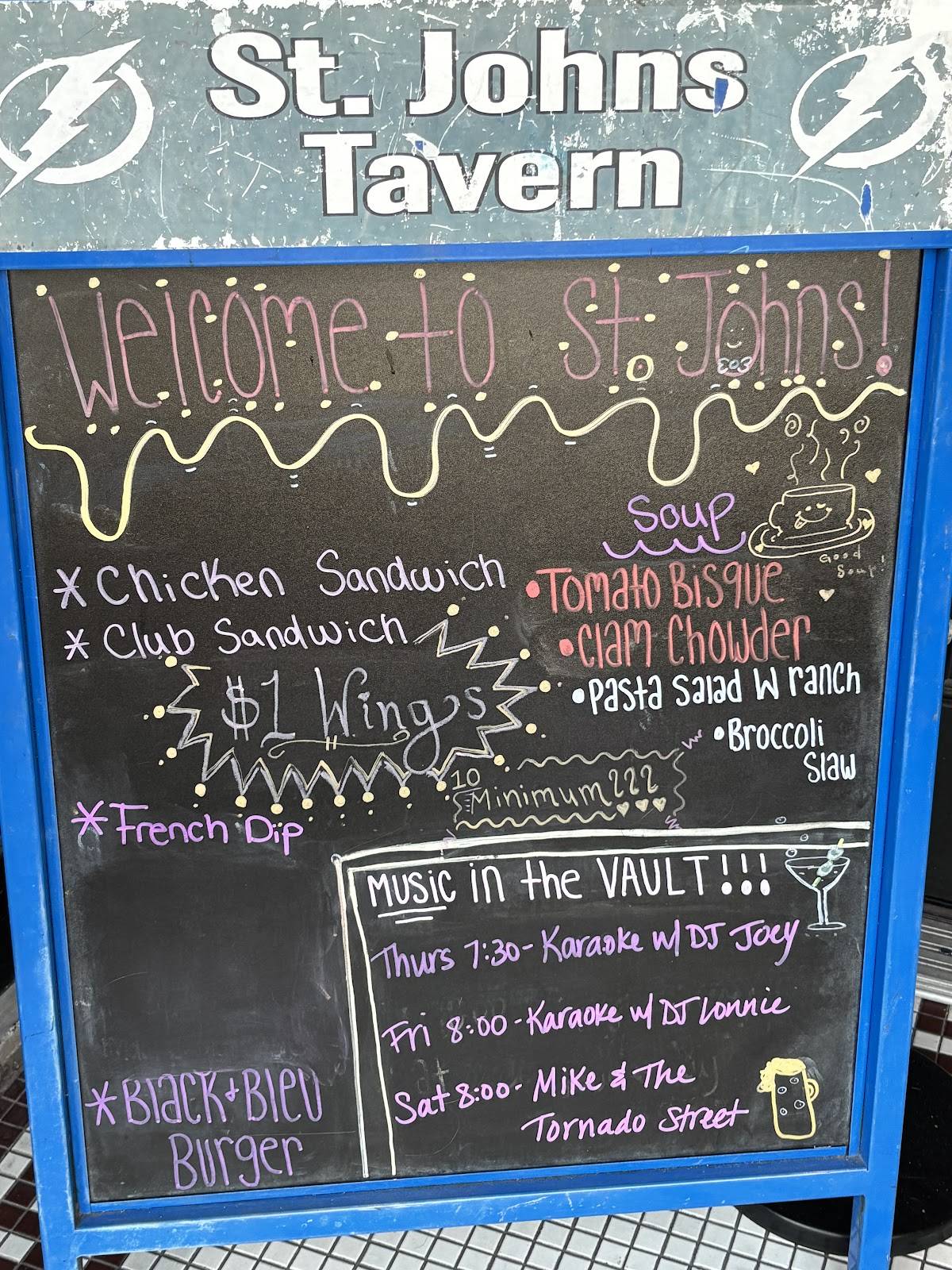 Menu at St. Johns Tavern pub & bar, Crystal River