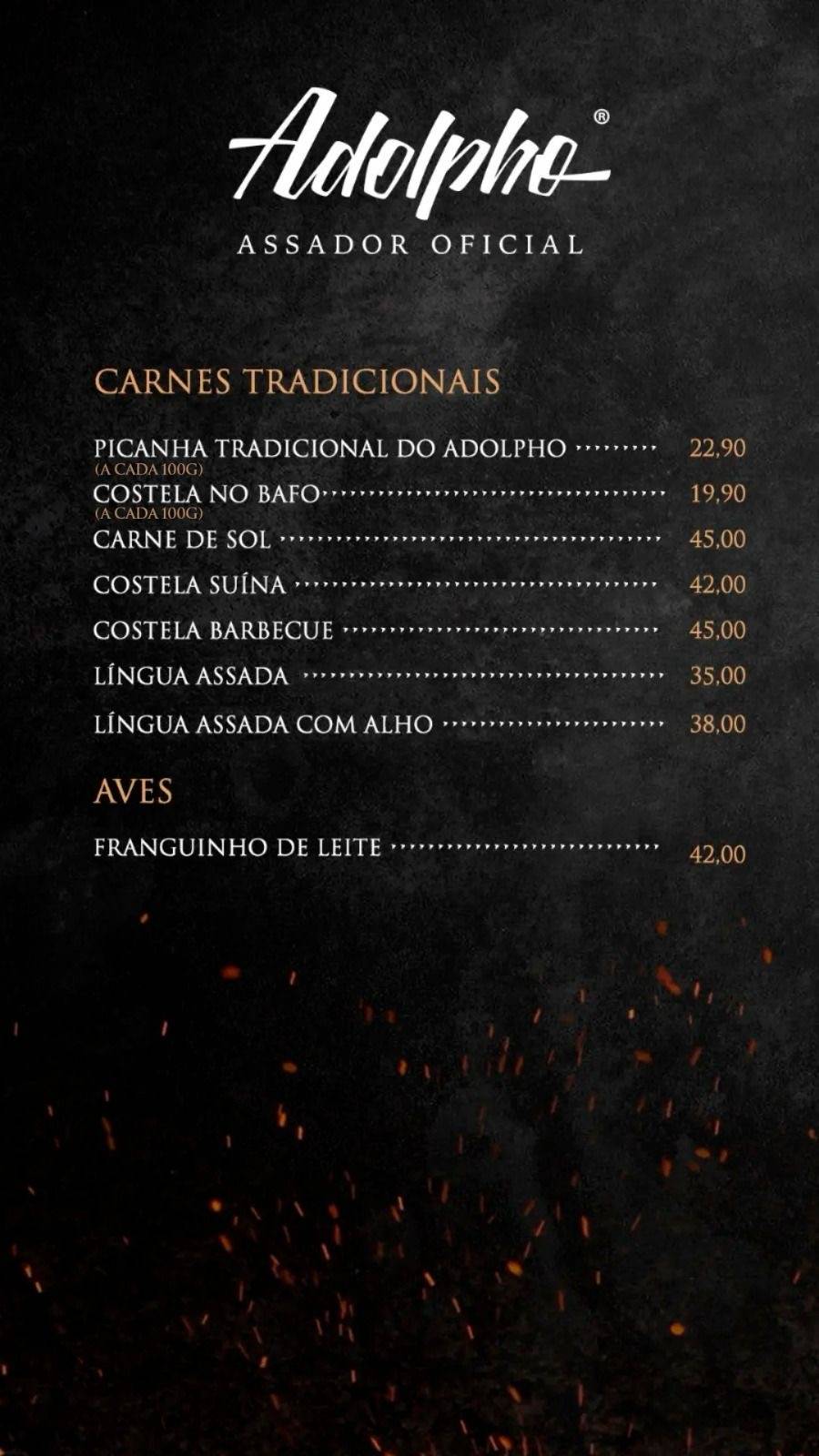 Adolpho - Assador Oficial cardápio