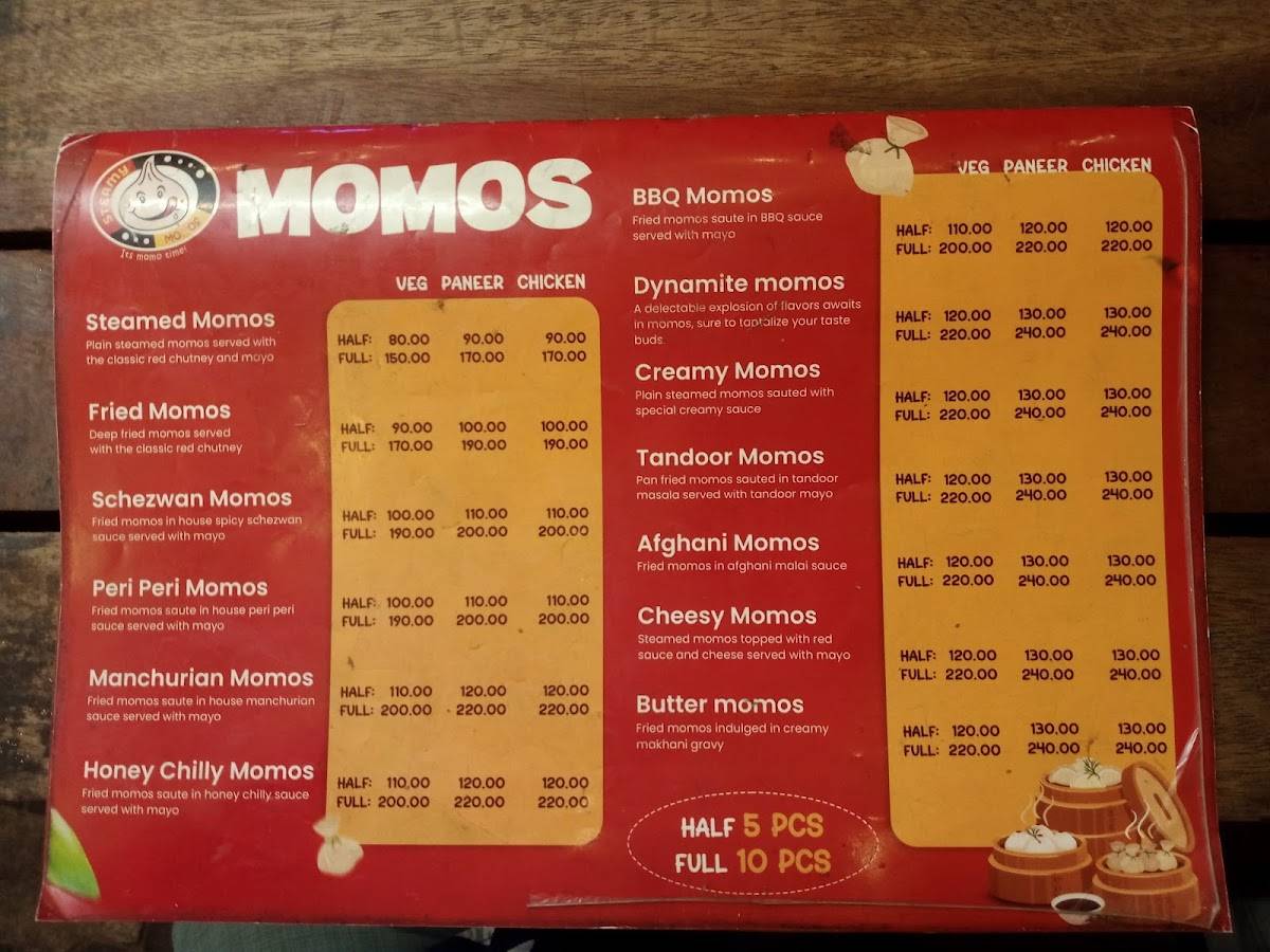 Steamy momos menu