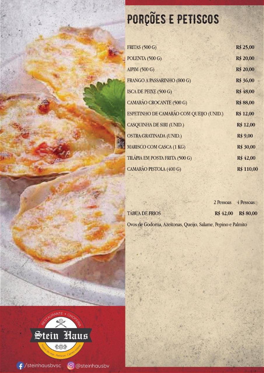 Stein Haus cardápio