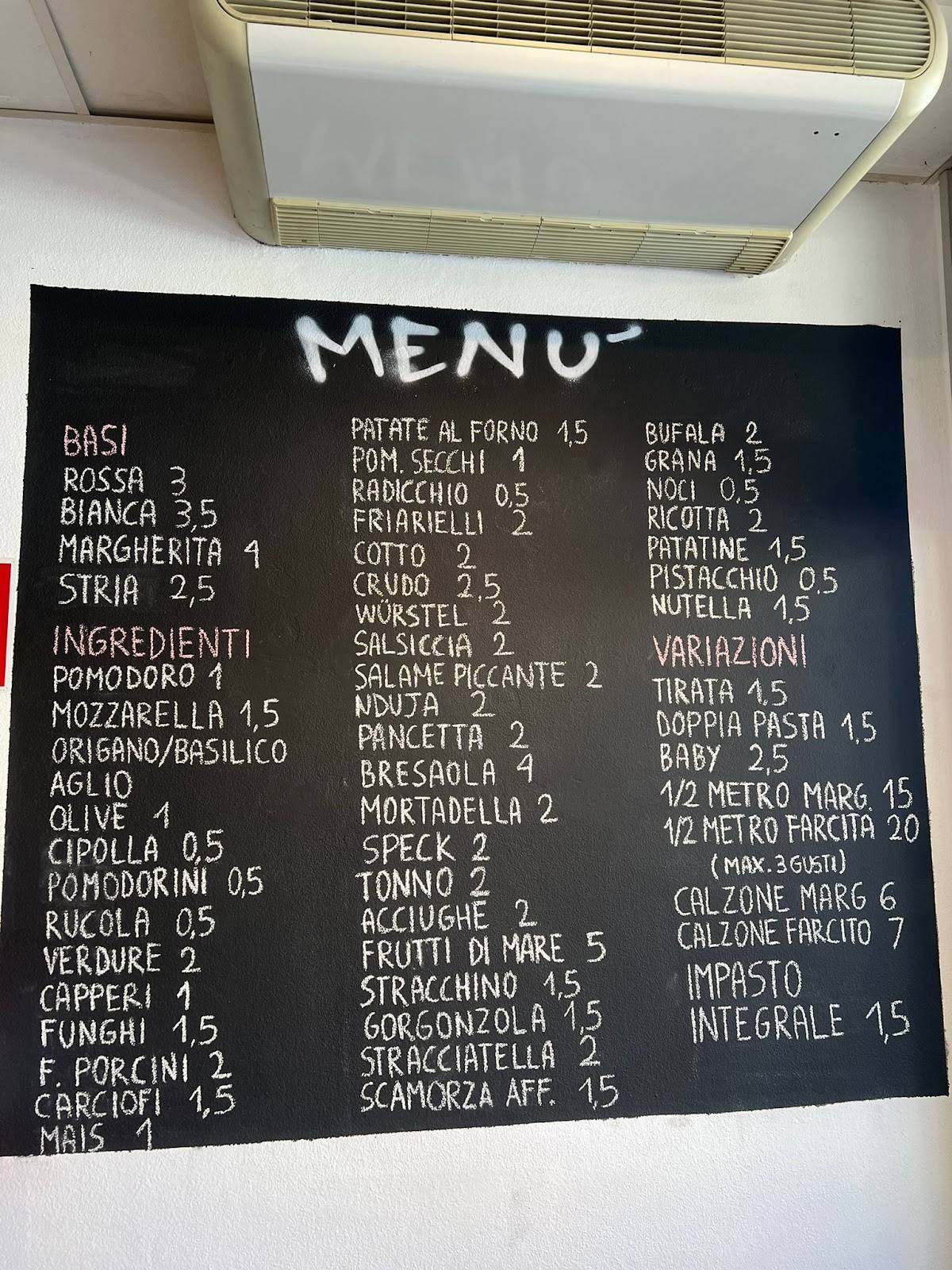 Menu di Street pizza 