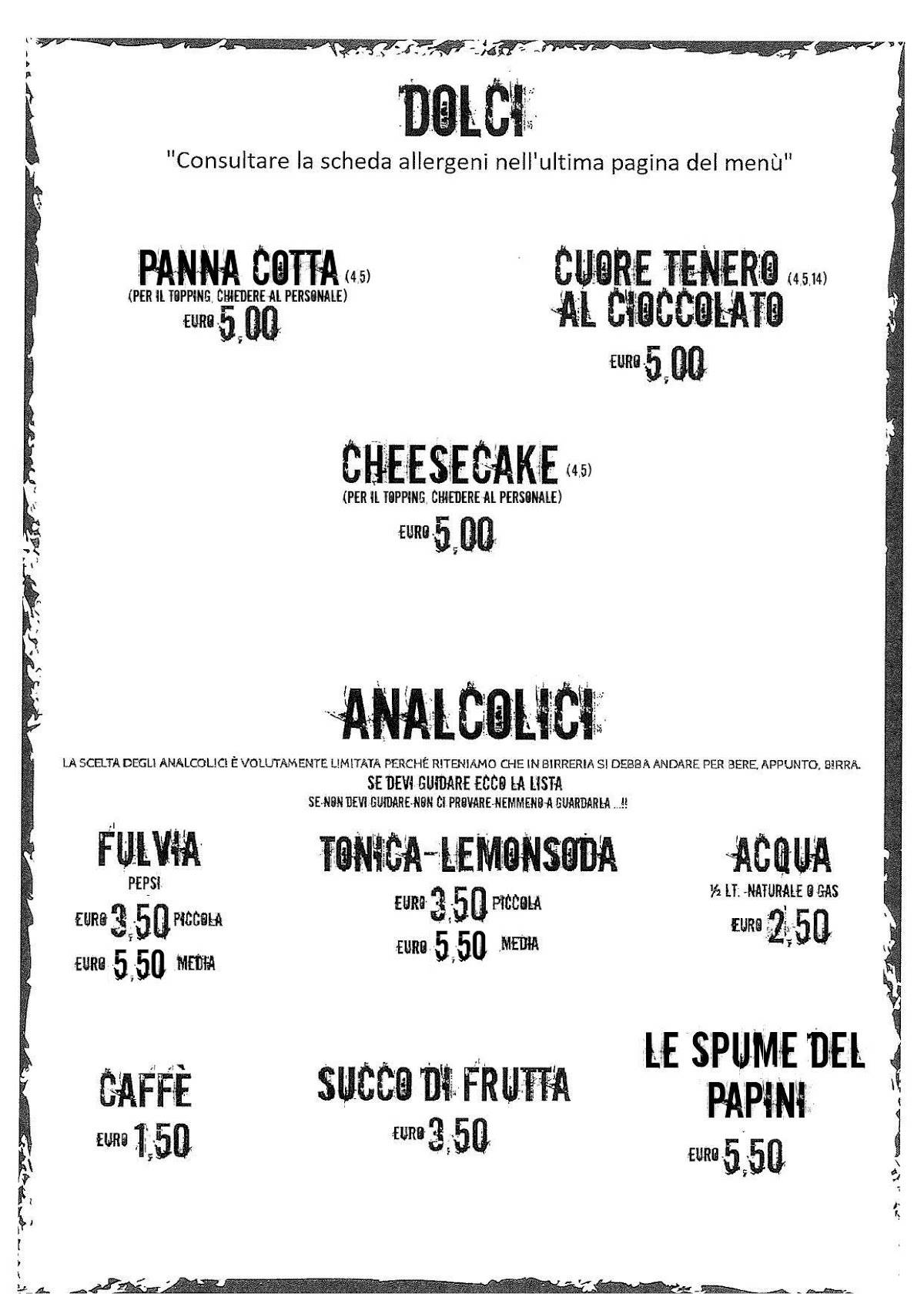 Menu di Struttura Birra 