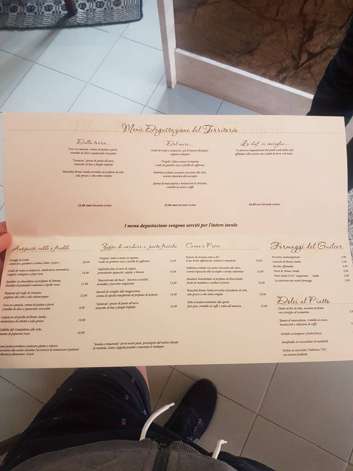 Menu de Ristorante Su Carduleu
