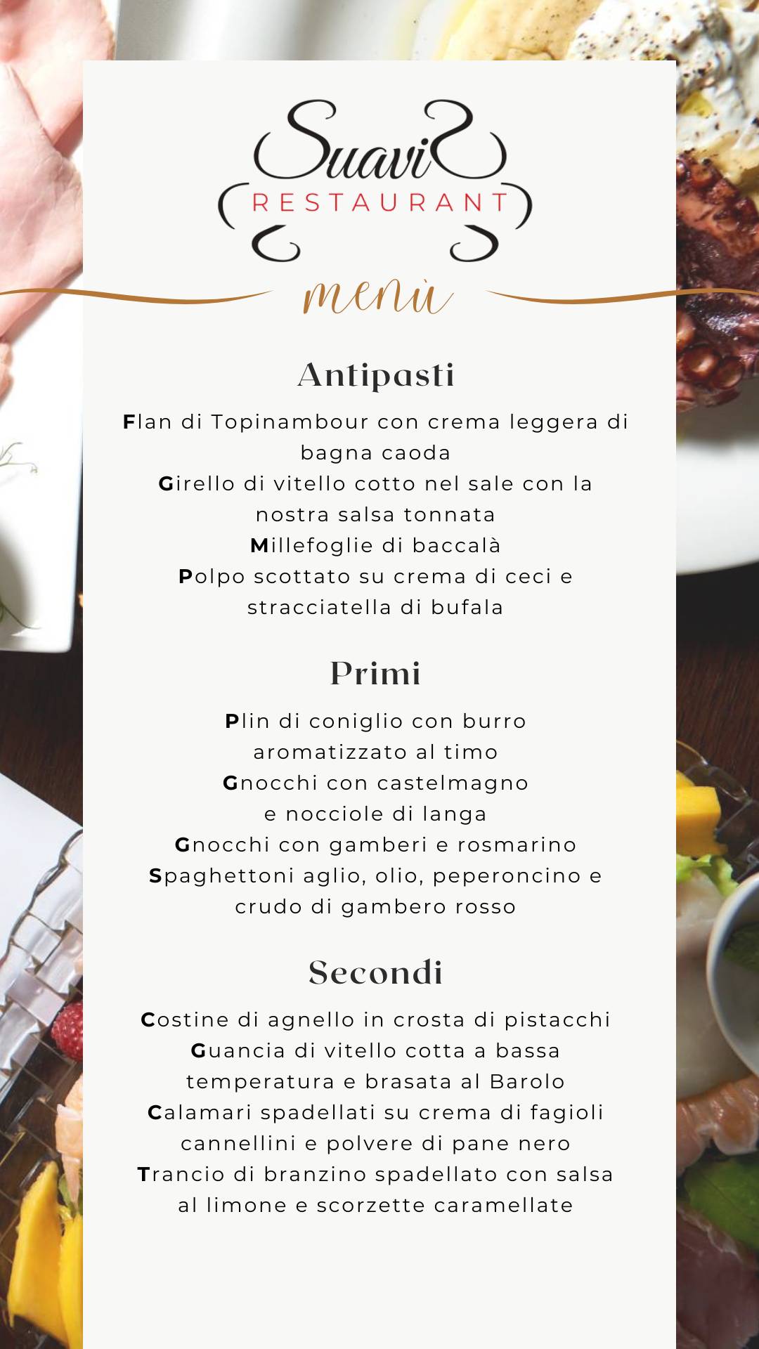 Menu di Suavis Restaurant 