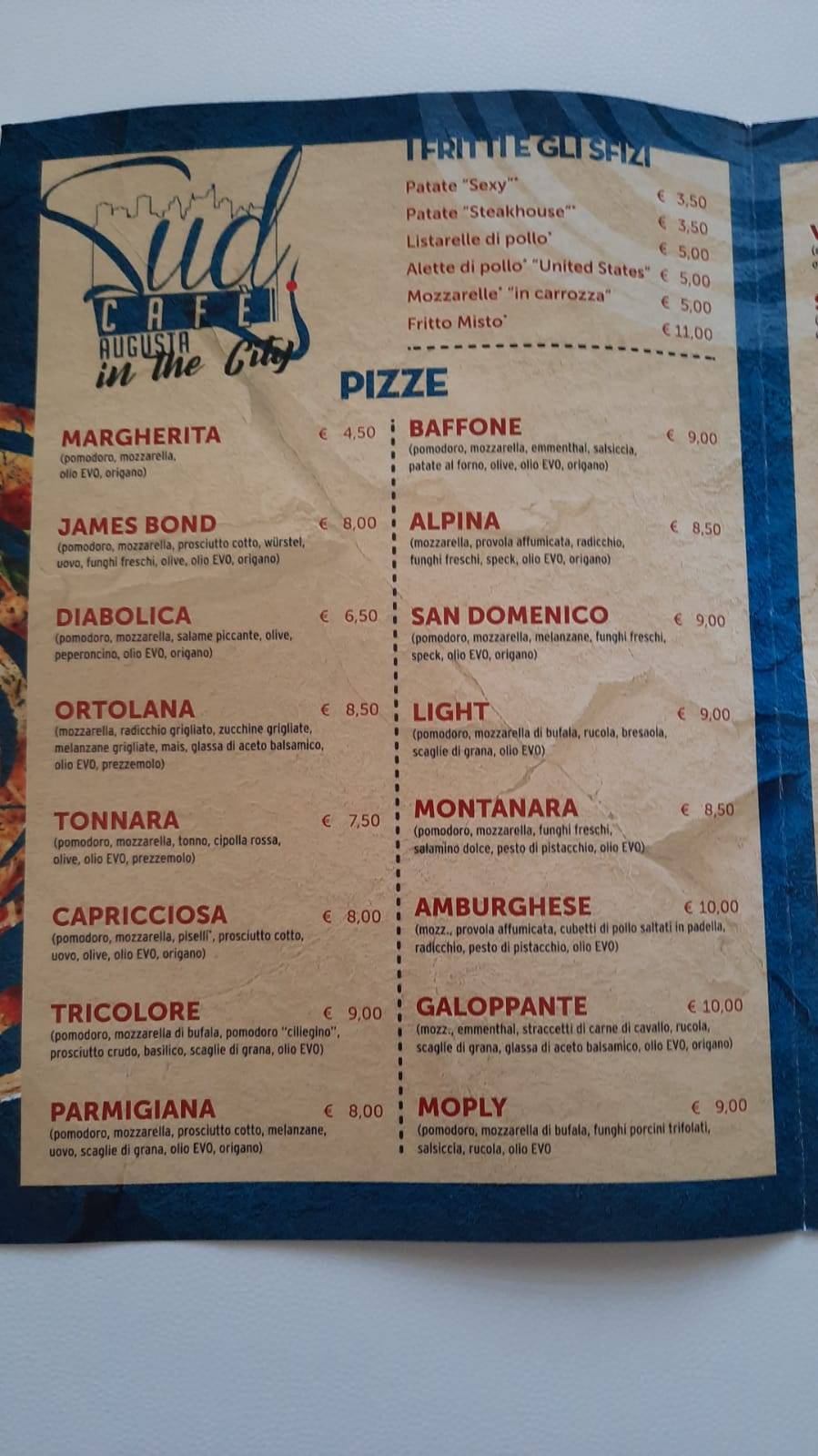 Menu di Sud in the city 