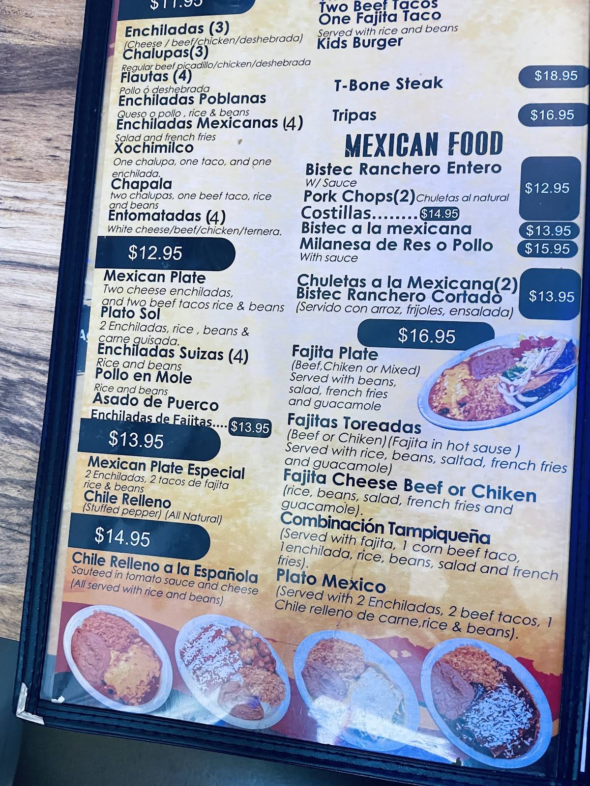 Menu at Sunrise Restaurant, Weslaco