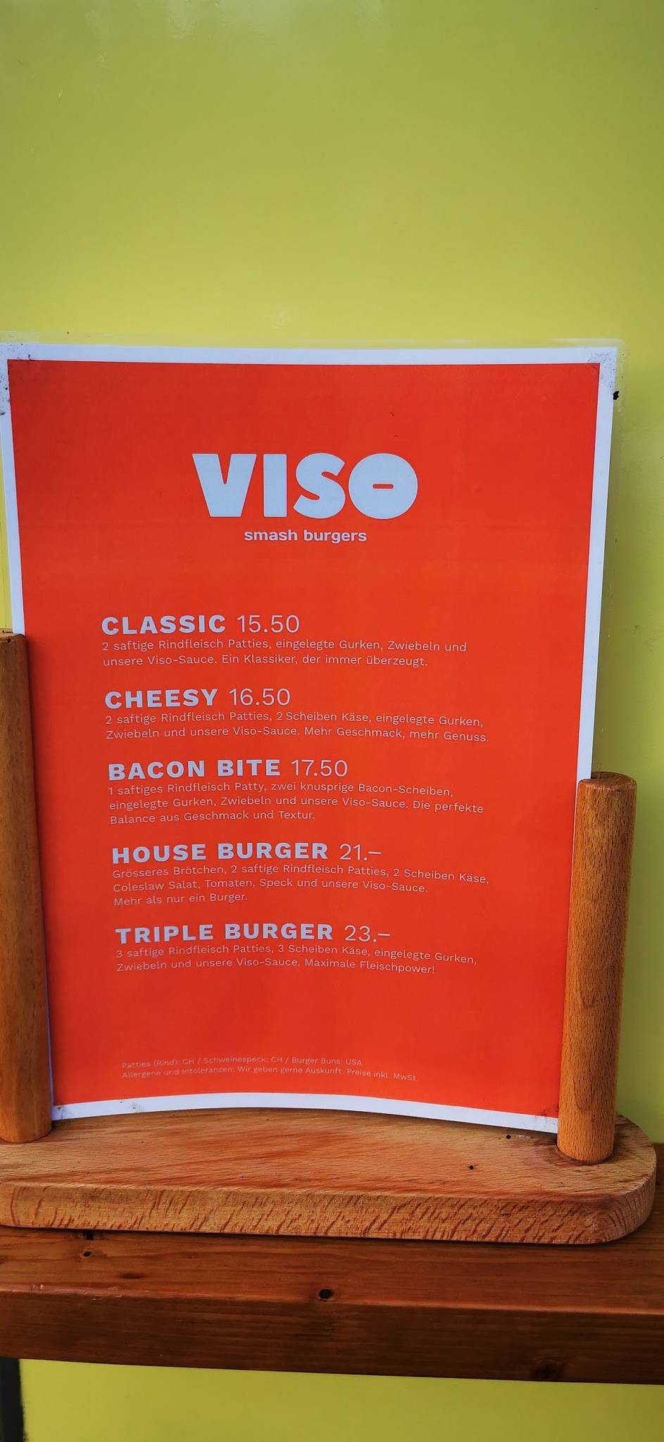 Menu di Sunset Bar Lucerne 