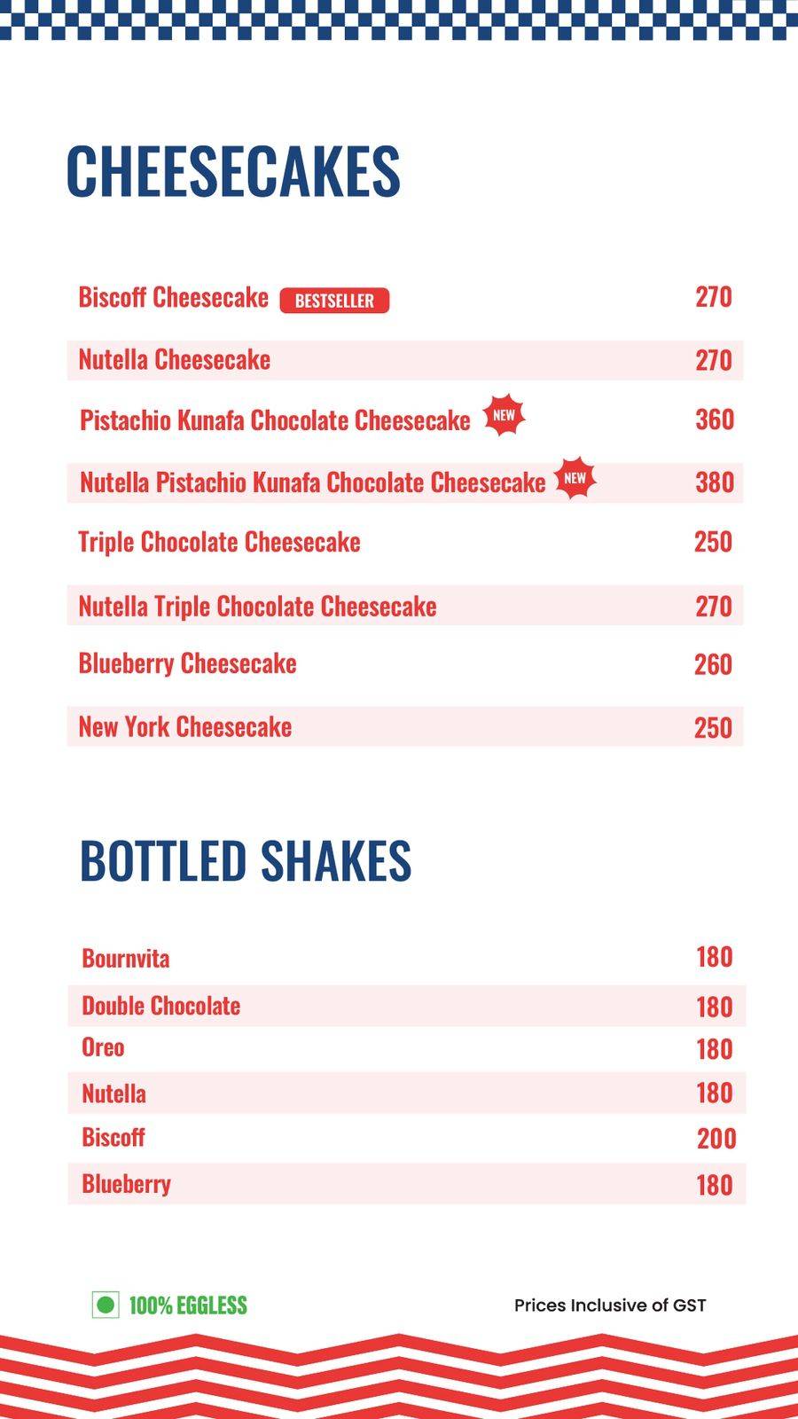 Uncle Goons menu