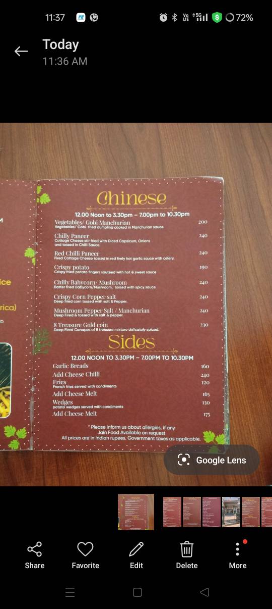 Swarn Restaurant menu