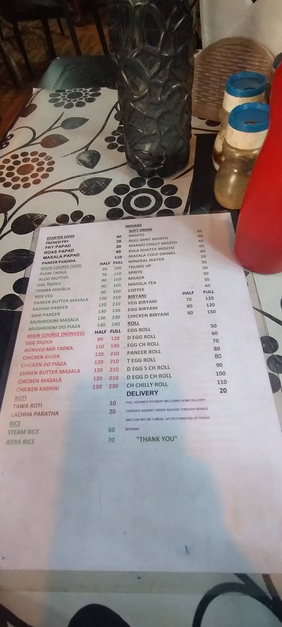 Swayam's Kitchen menu
