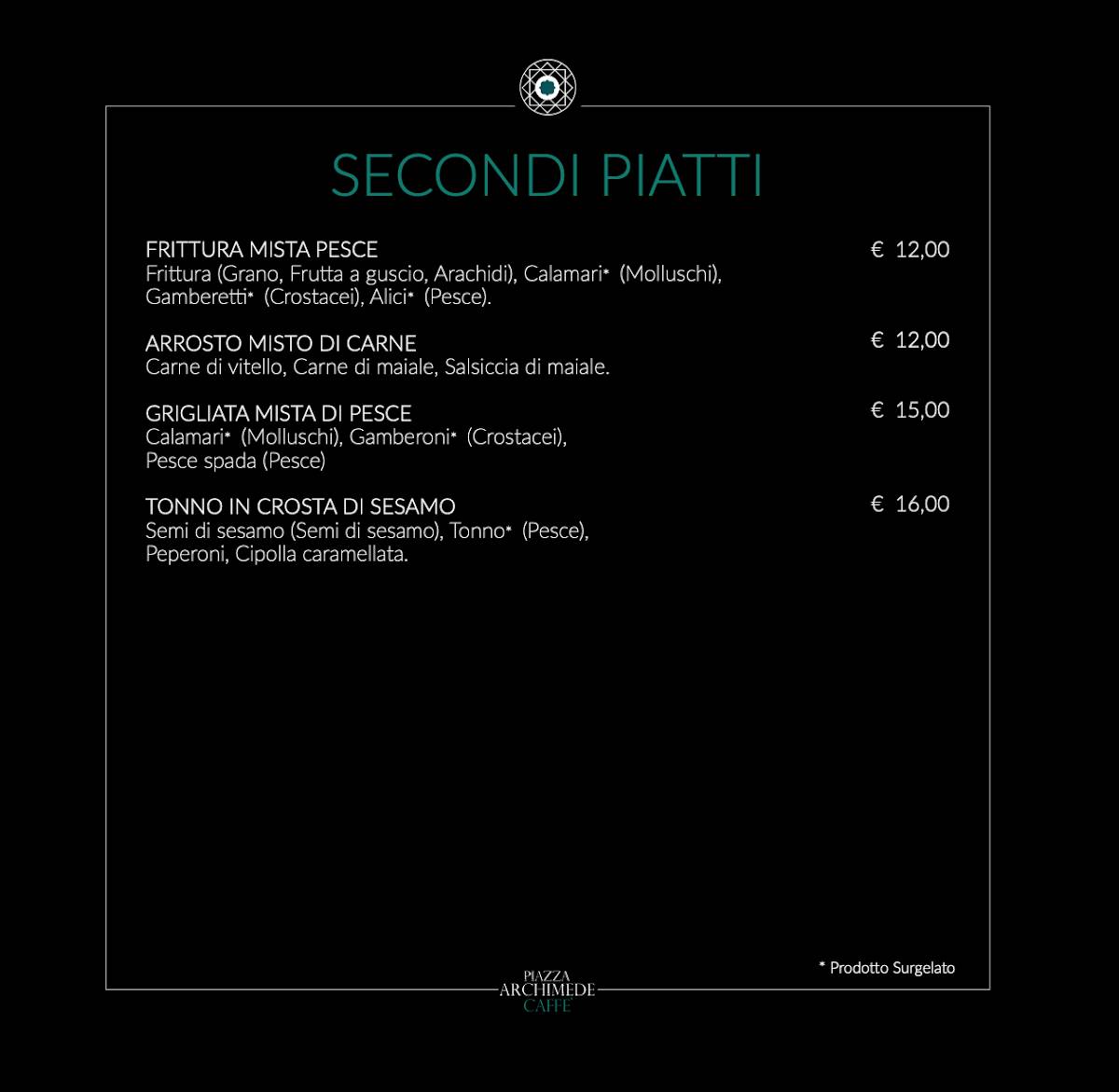Menu di Piazza Archimede Caffè 