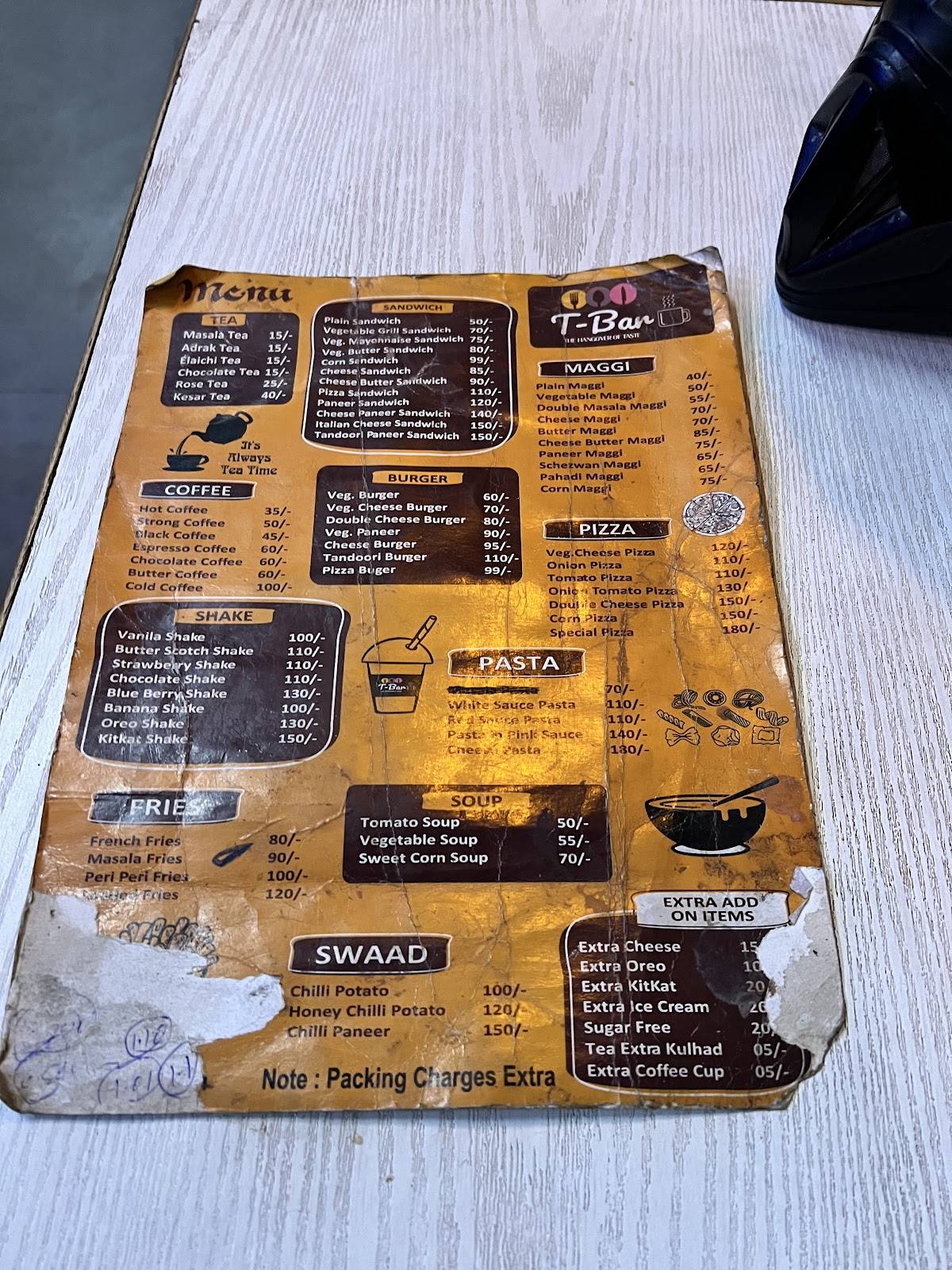 T BAR menu