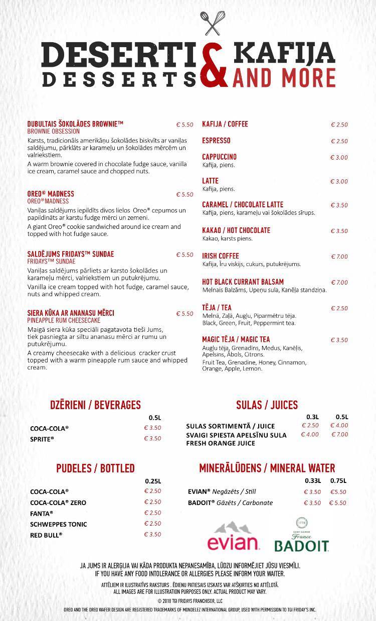 Menu de T.G.I. Friday's