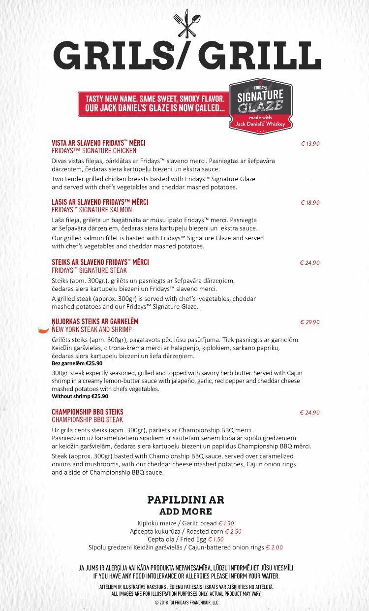 Menu de T.G.I. Friday's