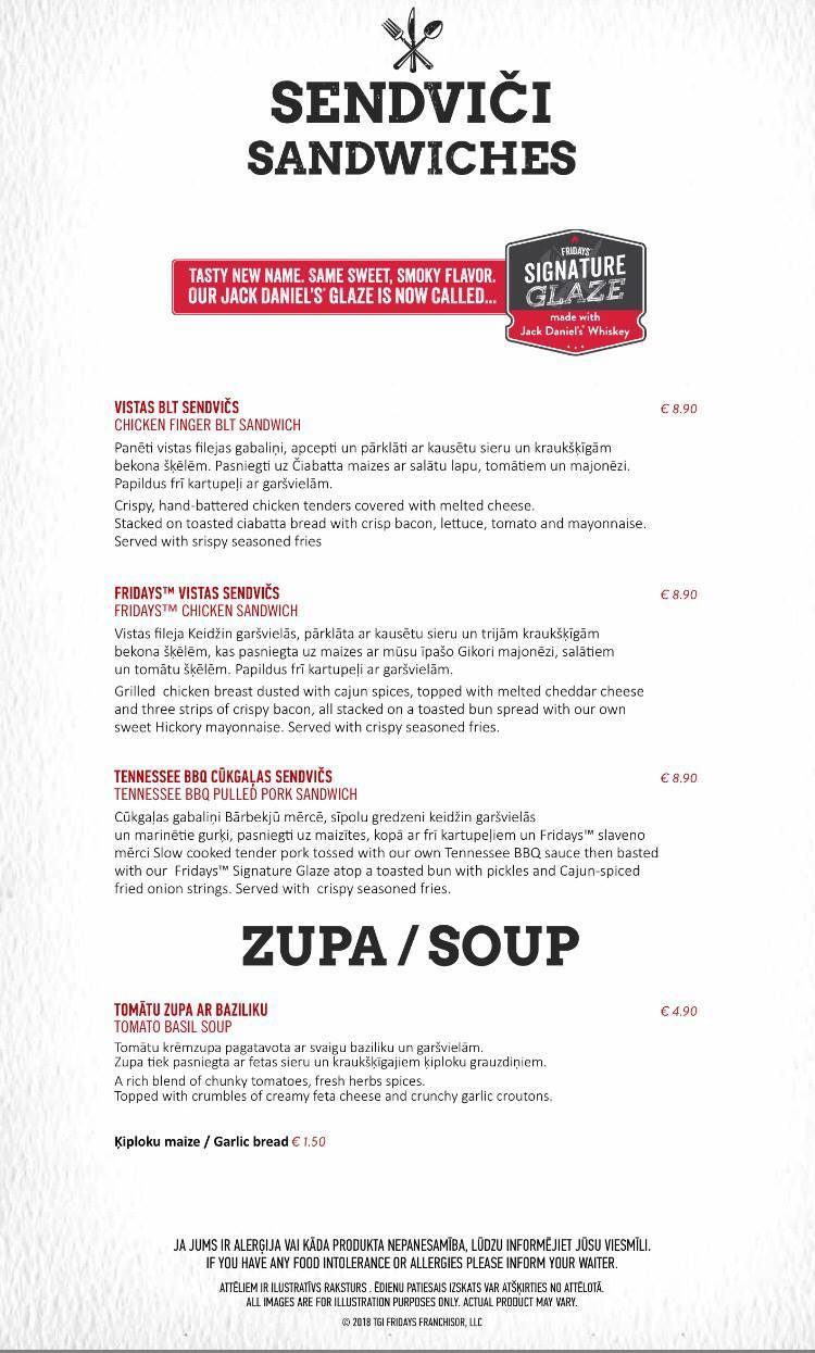 Menu de T.G.I. Friday's