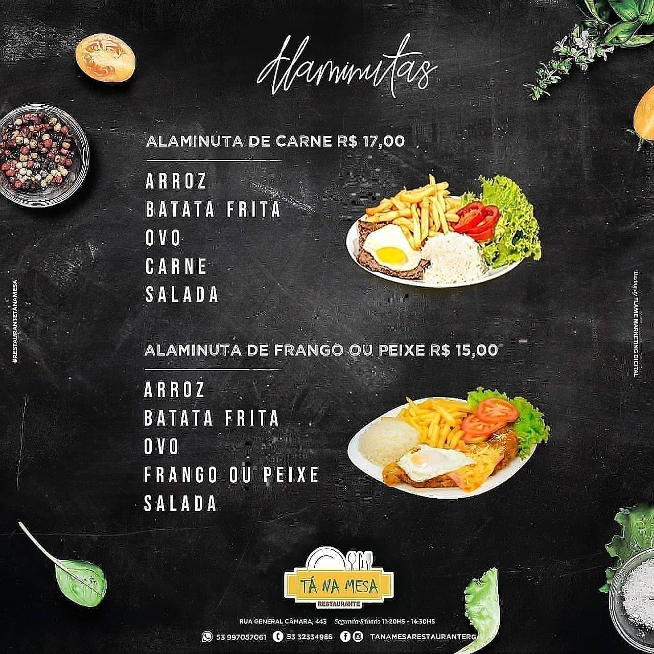Tá na Mesa Restaurante cardápio