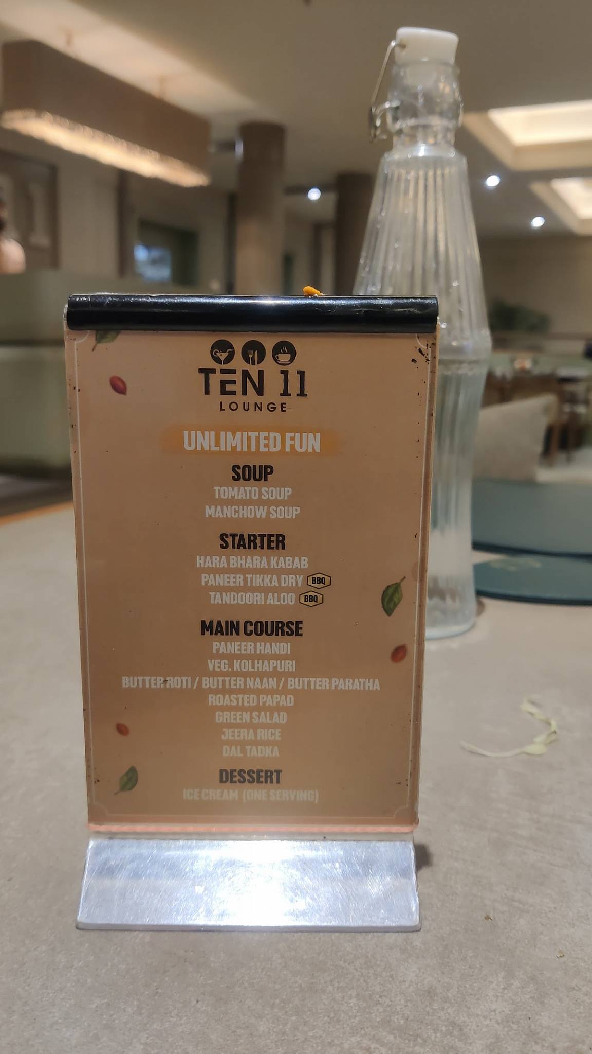 TEN 11 Lounge menu