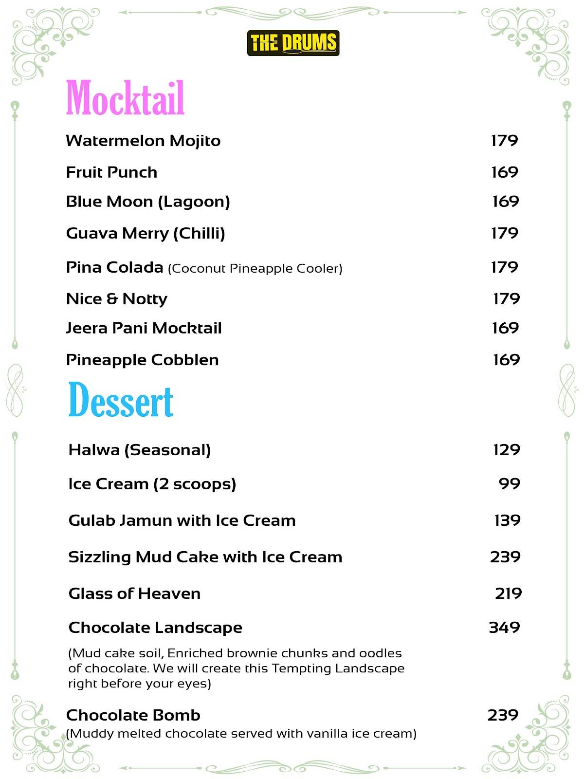 THE DRUMS menu