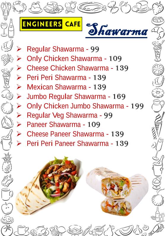 THE ENGINEERS CAFE menu