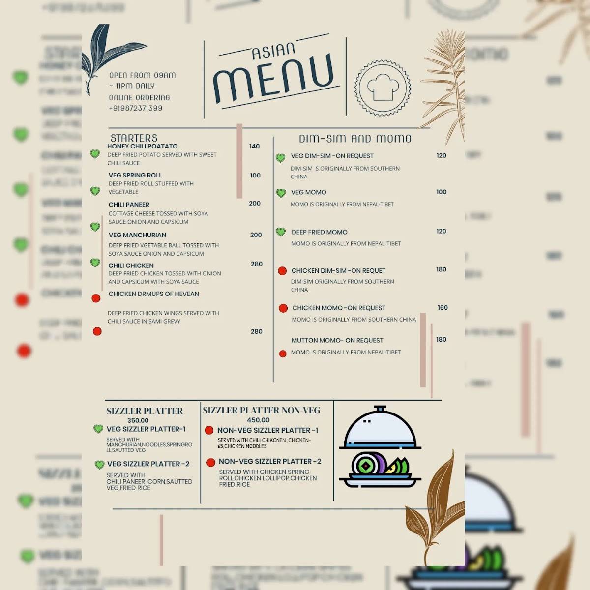 THE SAFFRON menu