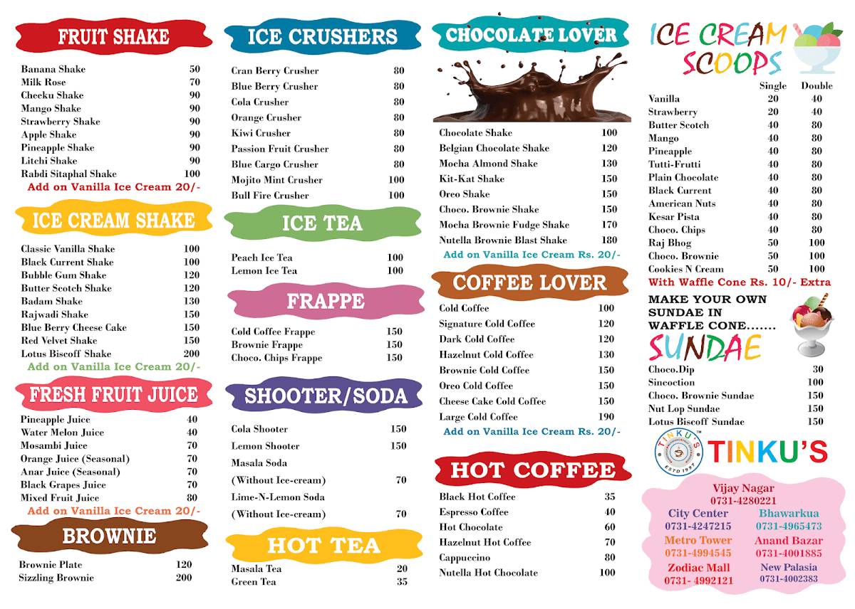 TINKUS CAFE menu