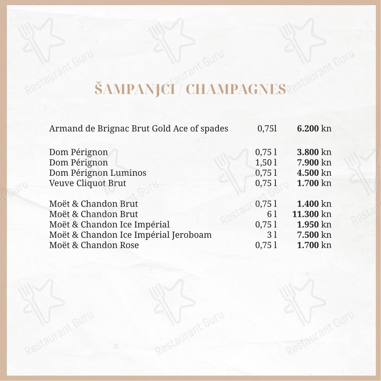 Menu per Taboo beach club Split in Spalato
